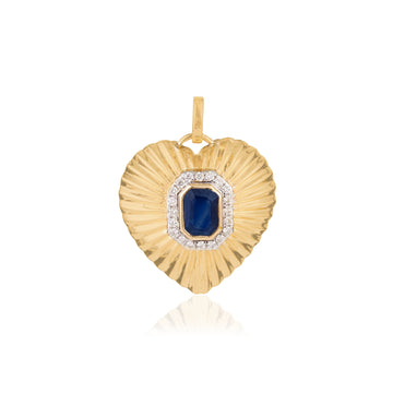 Sapphire Diamond Heart Pendant