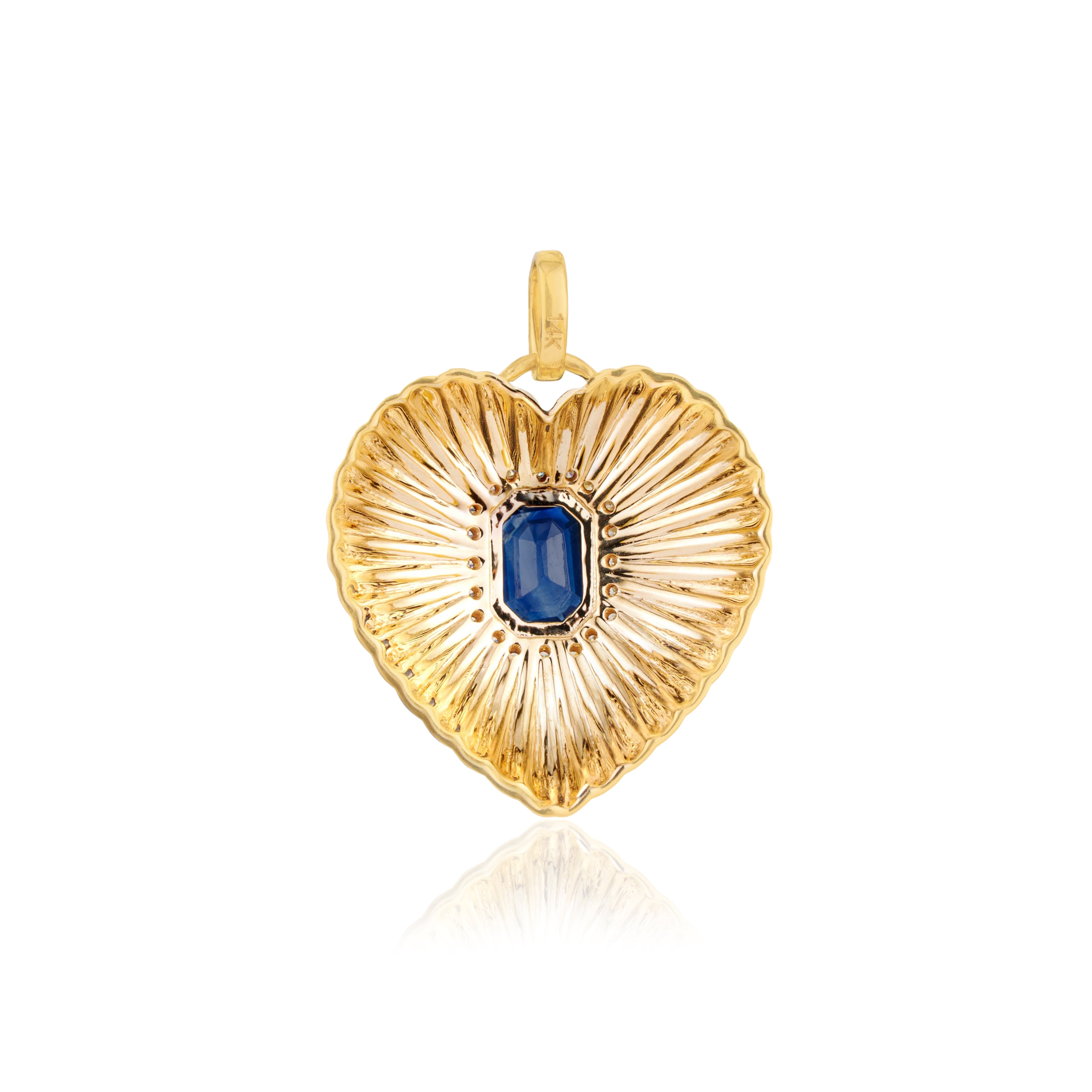 Sapphire Diamond Heart Pendant