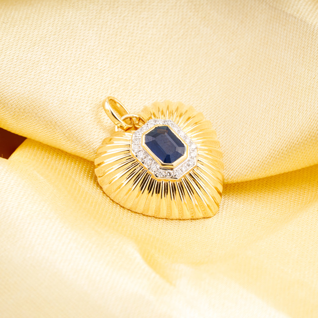 Sapphire Diamond Heart Pendant