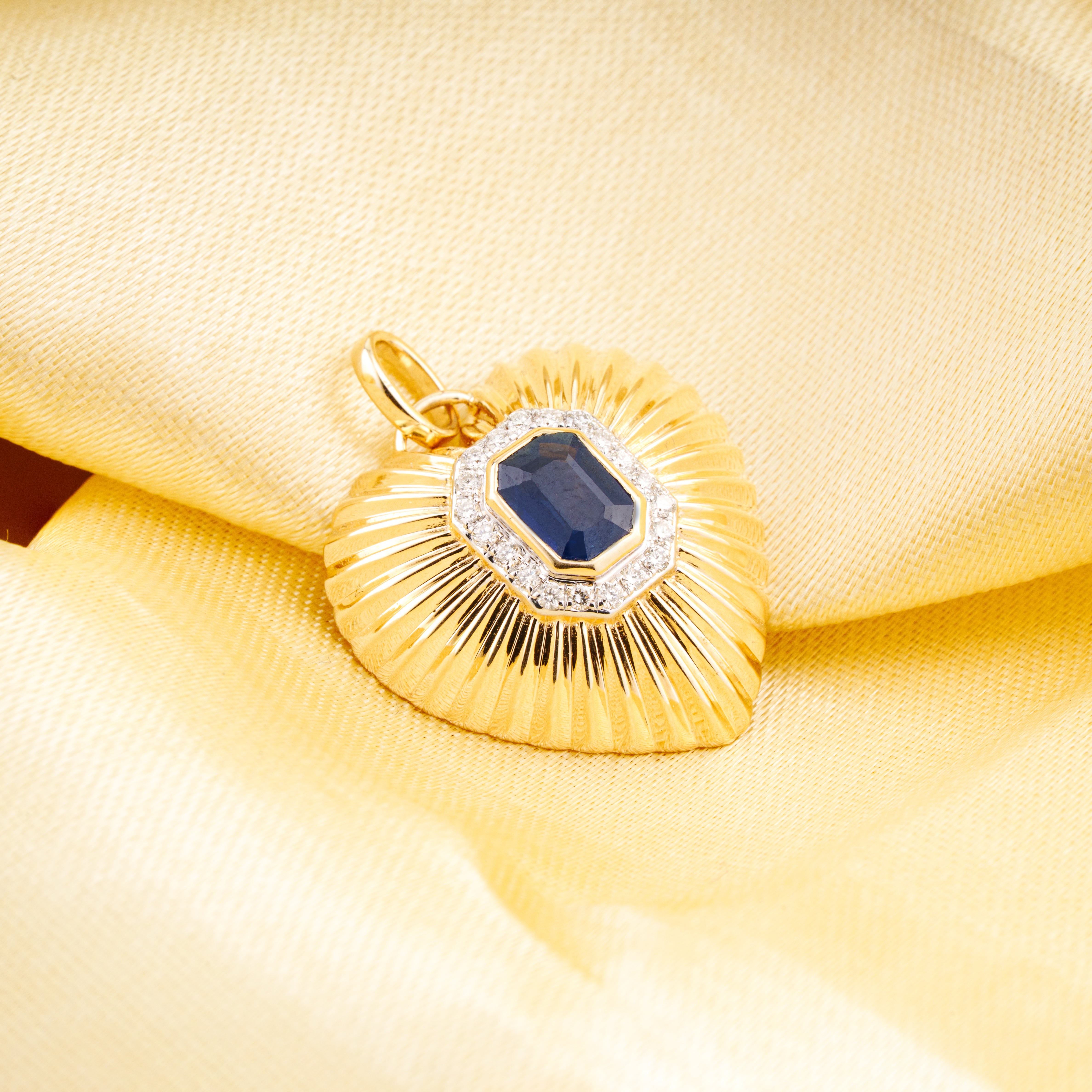 Sapphire Diamond Heart Pendant