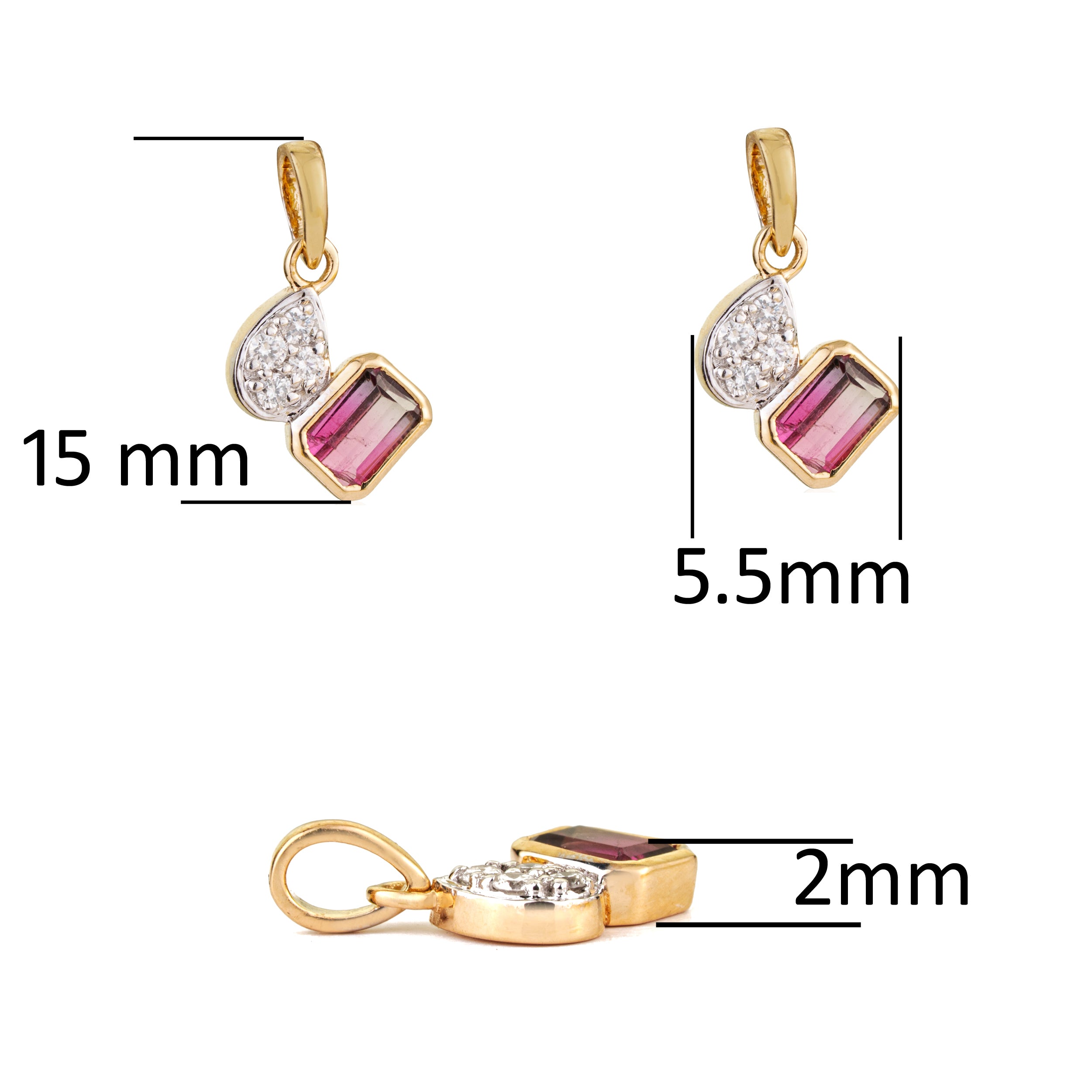 Pink Tourmaline & Diamond Drop Pendant