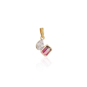 Pink Tourmaline & Diamond Drop Pendant