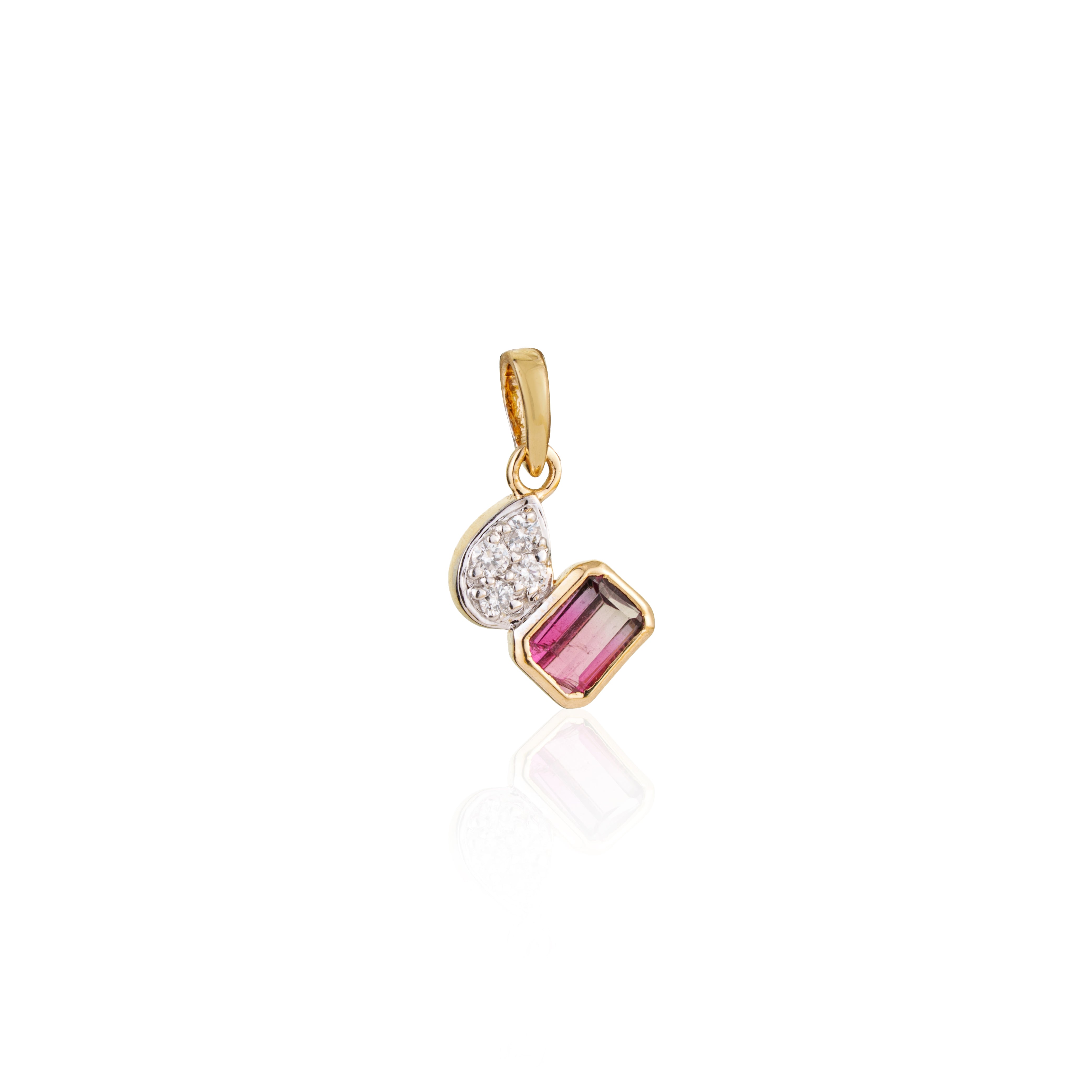 Pink Tourmaline & Diamond Drop Pendant