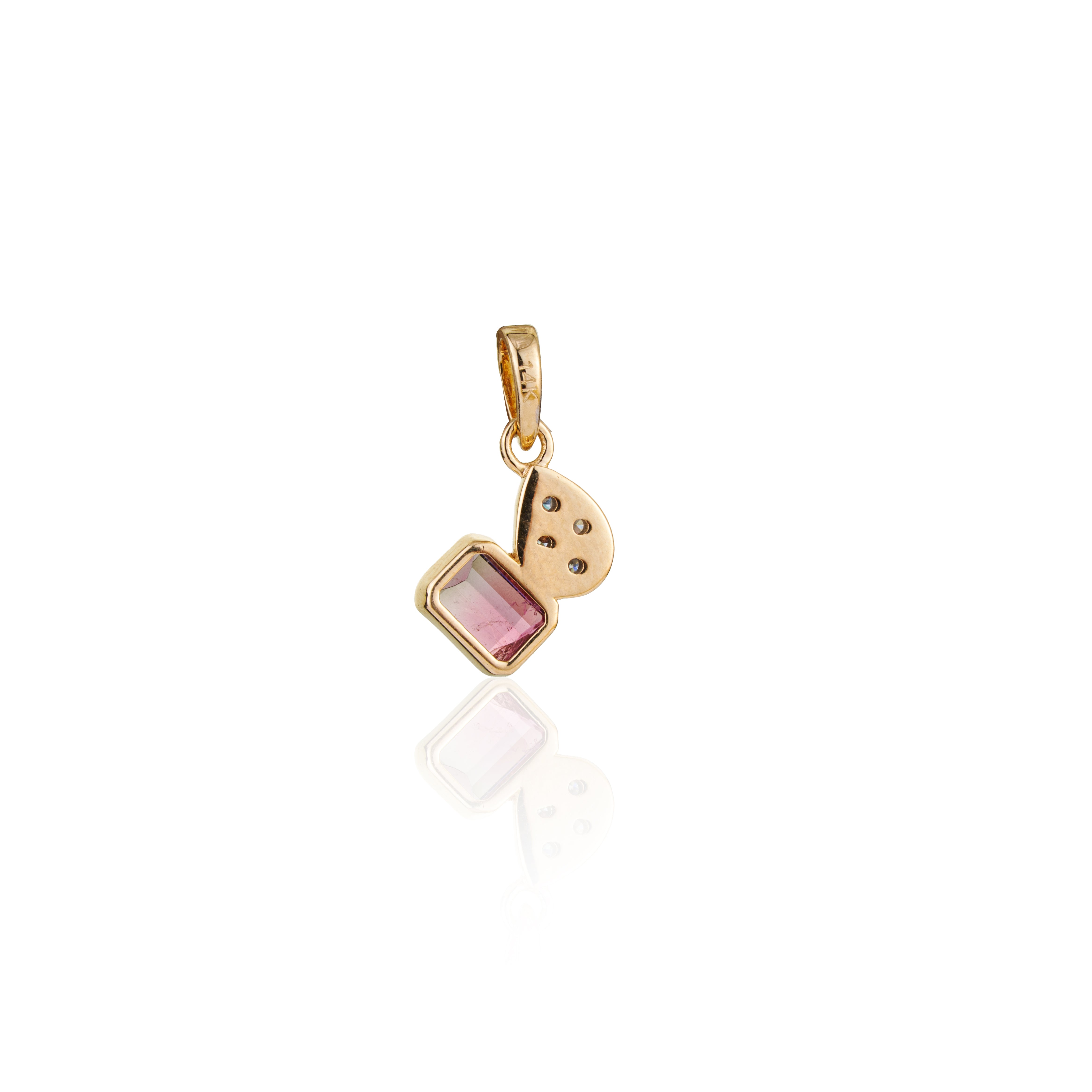 Pink Tourmaline & Diamond Drop Pendant