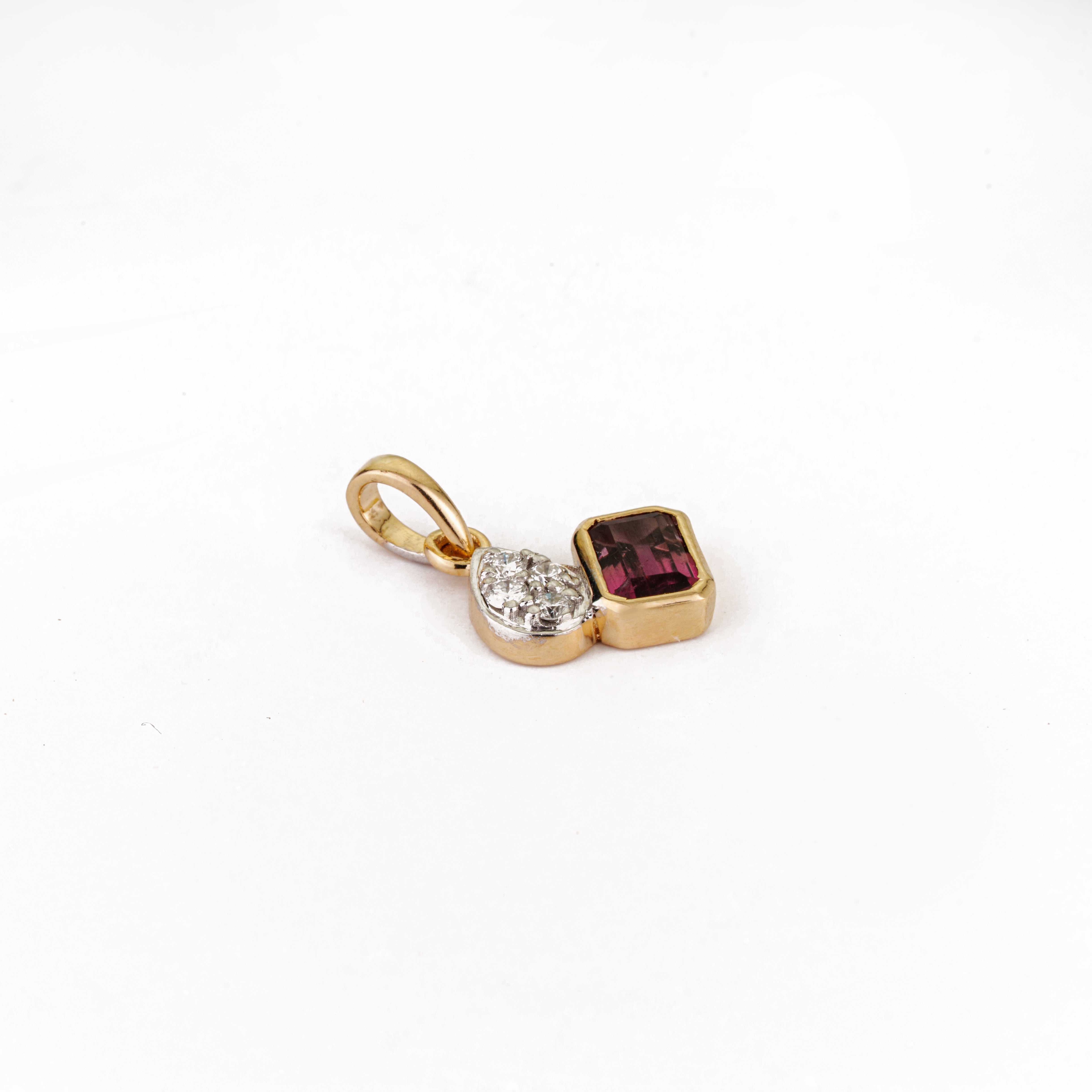 Pink Tourmaline & Diamond Drop Pendant