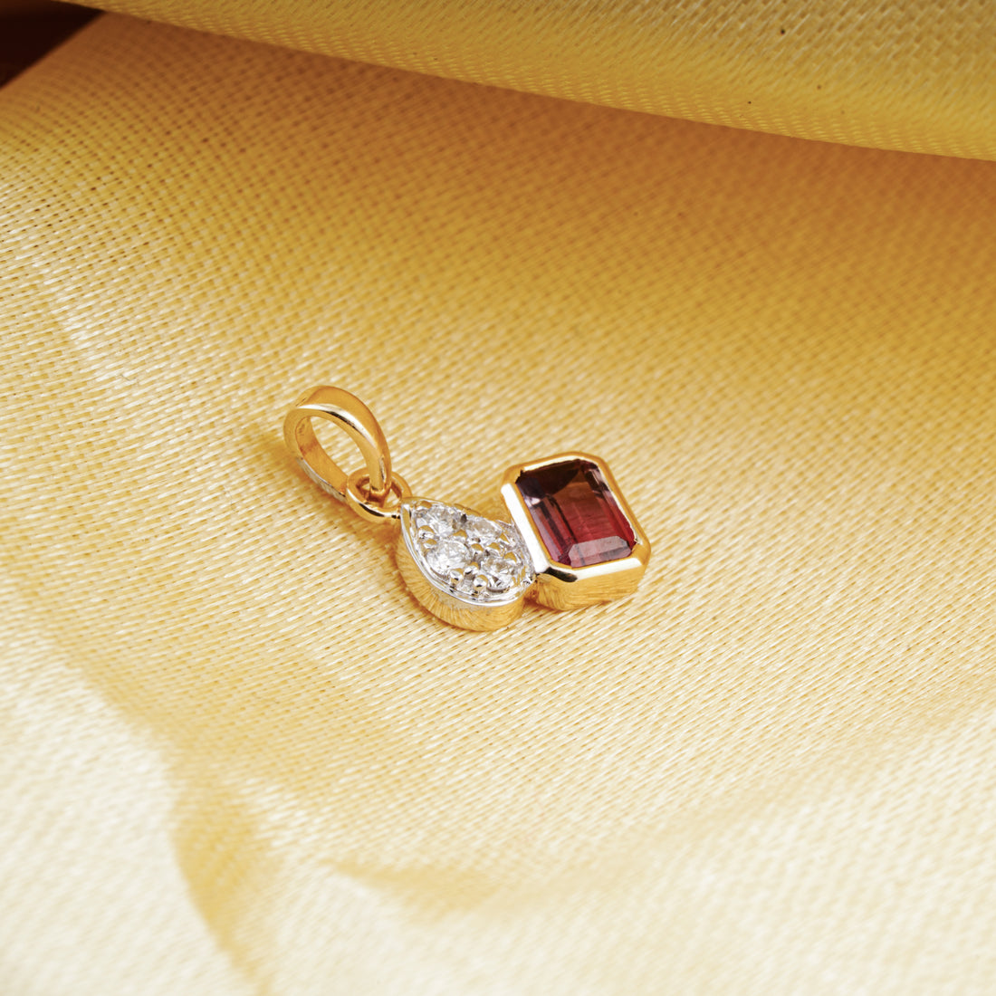 Pink Tourmaline & Diamond Drop Pendant
