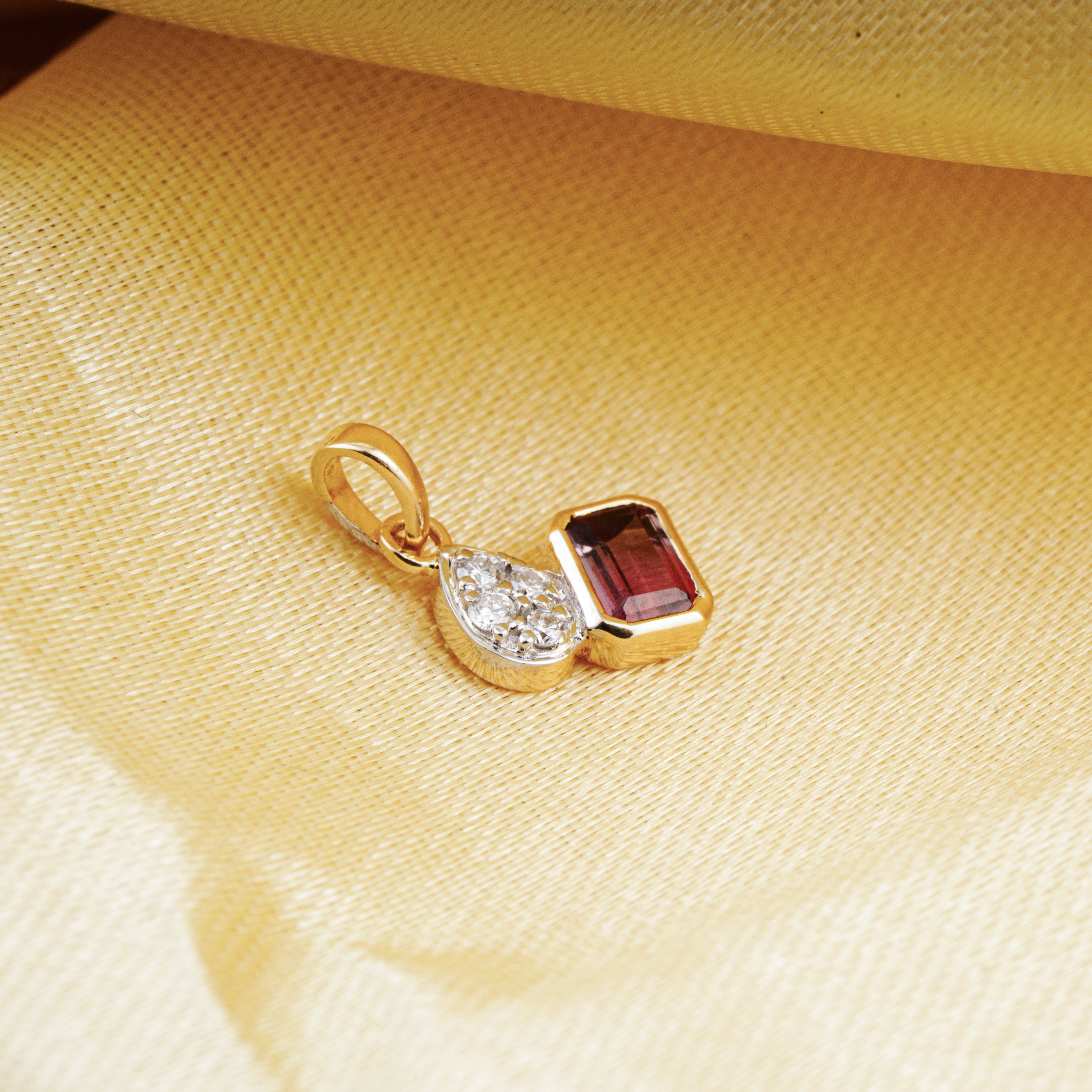 Pink Tourmaline & Diamond Drop Pendant