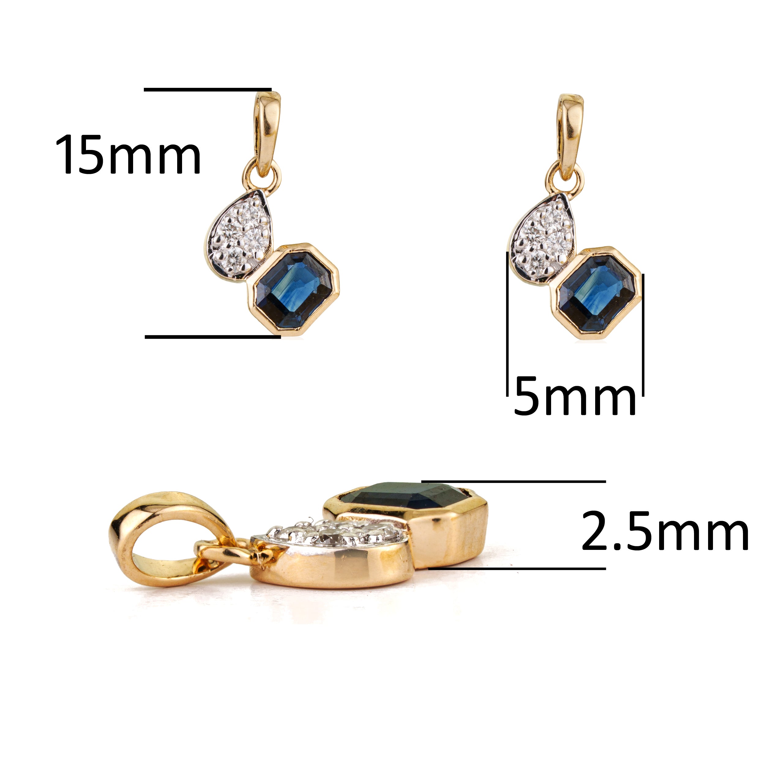 Blue Sapphire & Diamond Drop Pendant