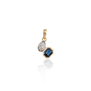 Blue Sapphire & Diamond Drop Pendant