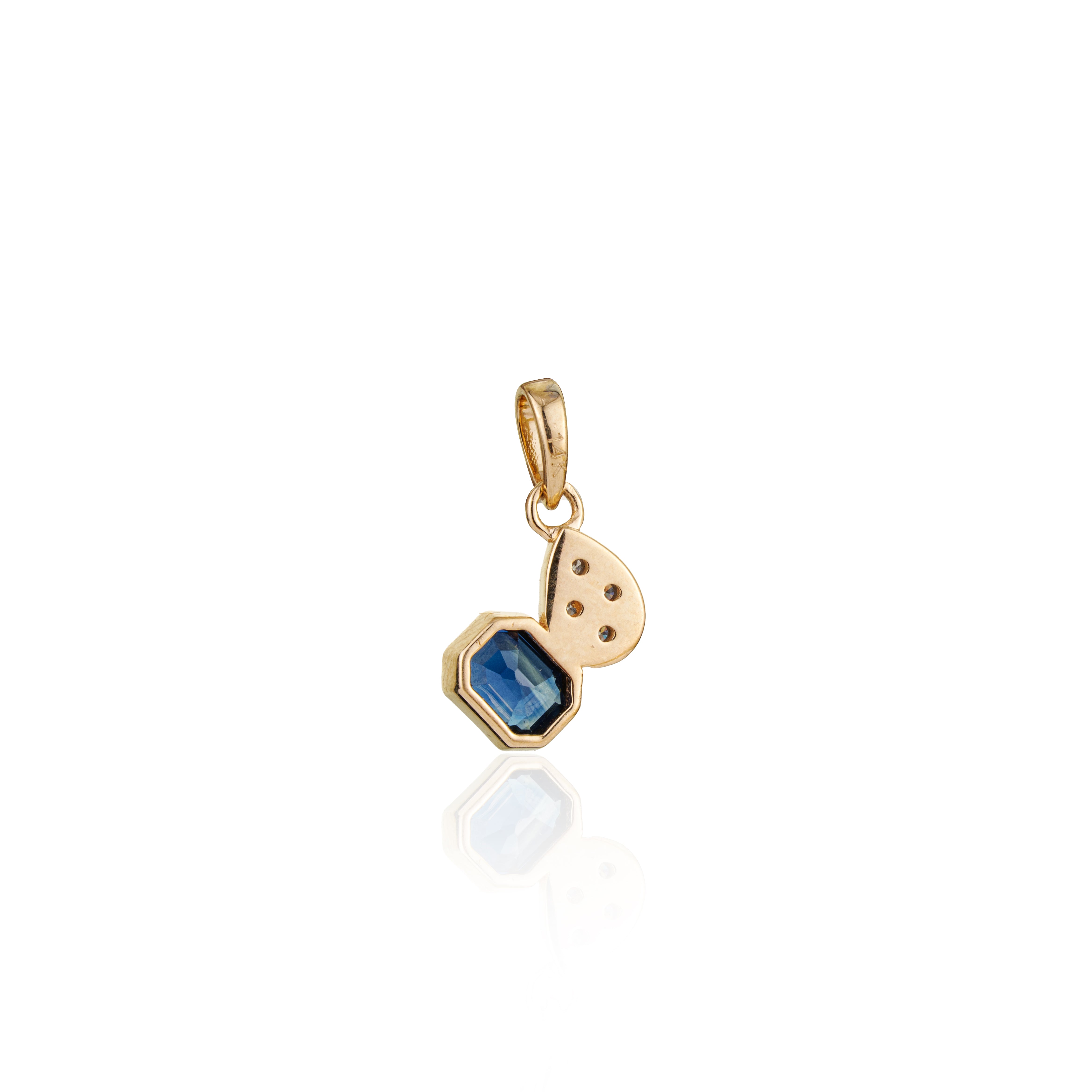 Blue Sapphire & Diamond Drop Pendant
