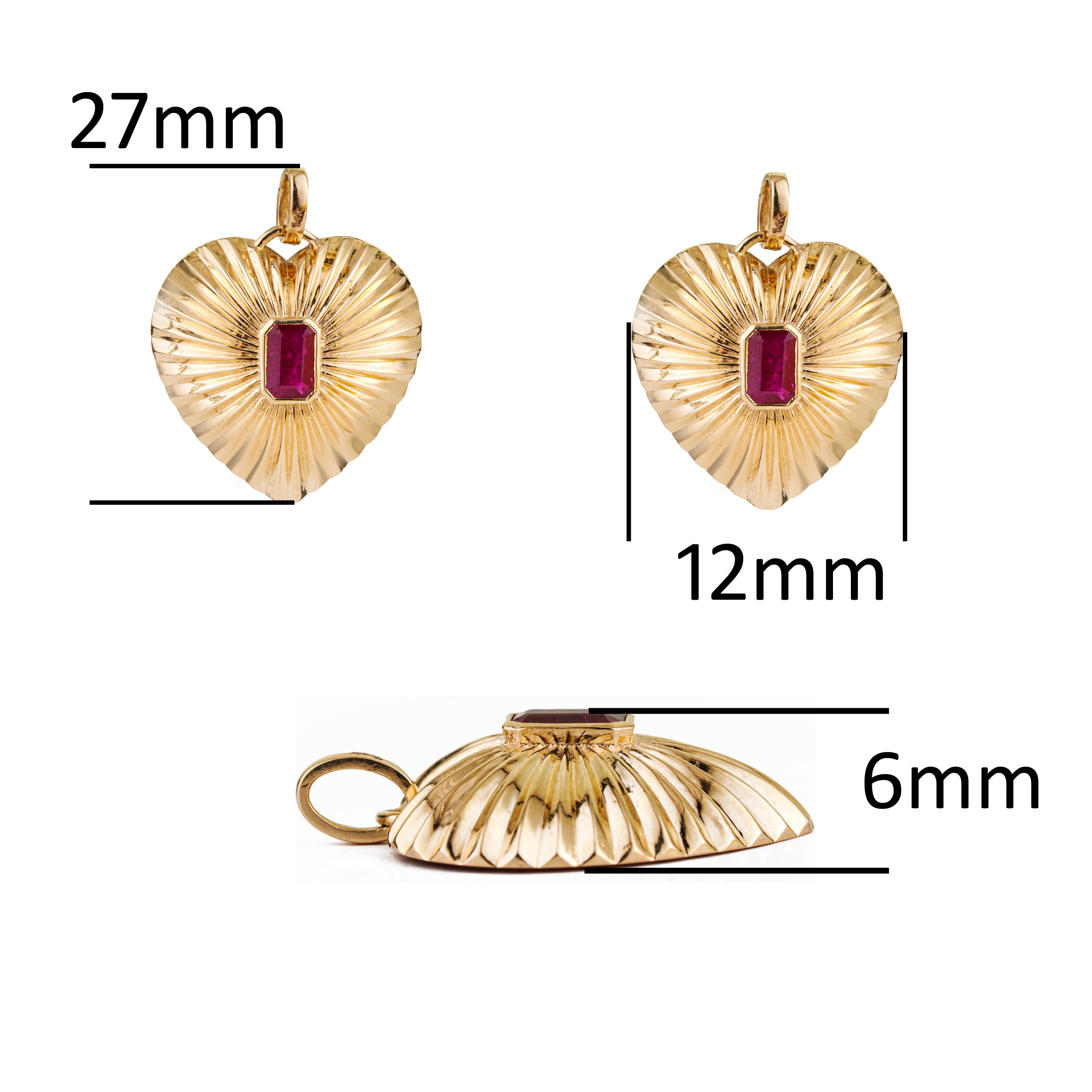 Emerald Cut Ruby Necklace Charm