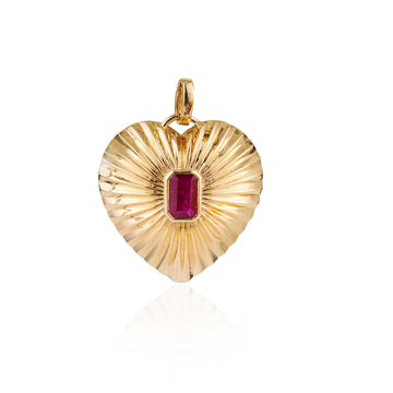 Emerald Cut Ruby Necklace Charm