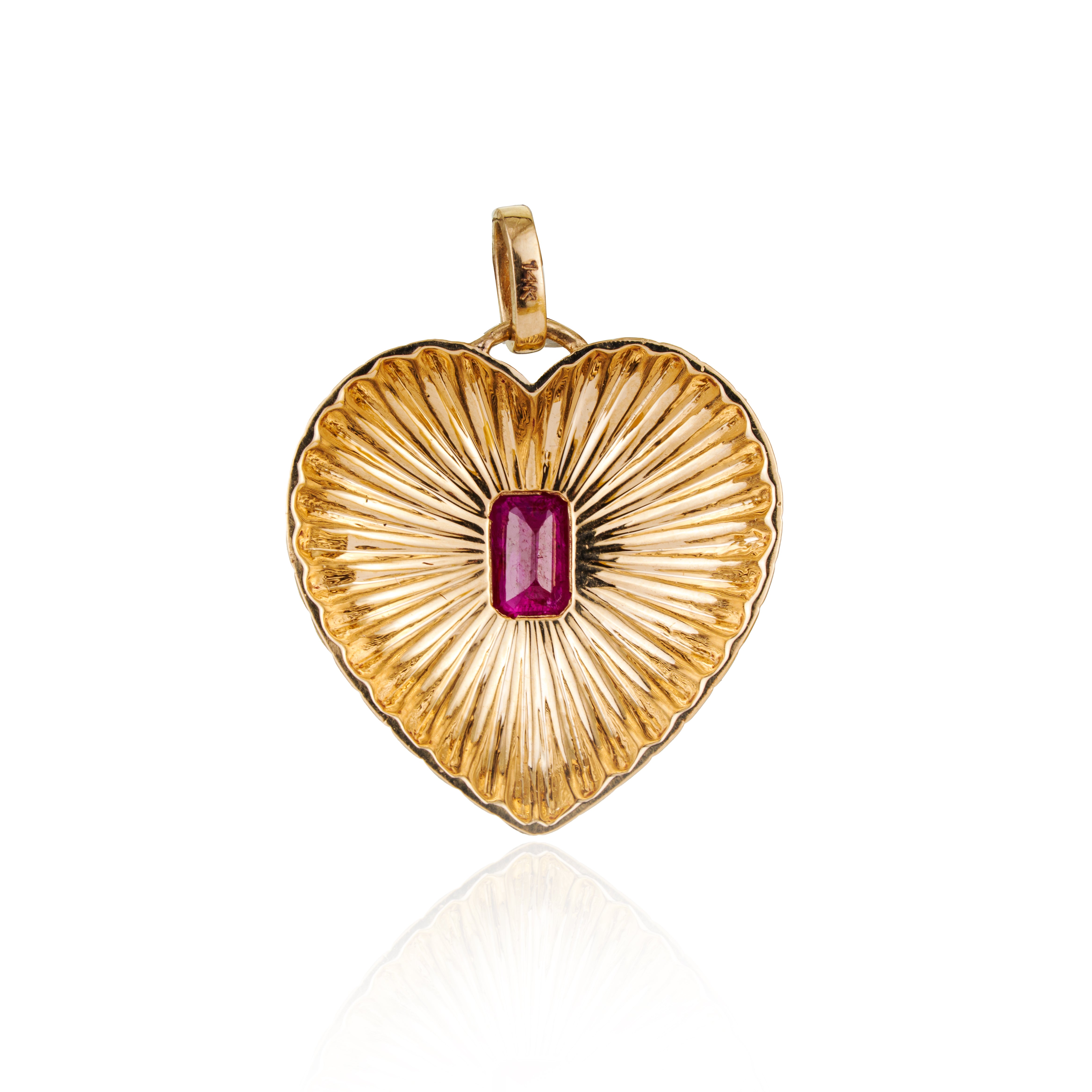 Emerald Cut Ruby Necklace Charm