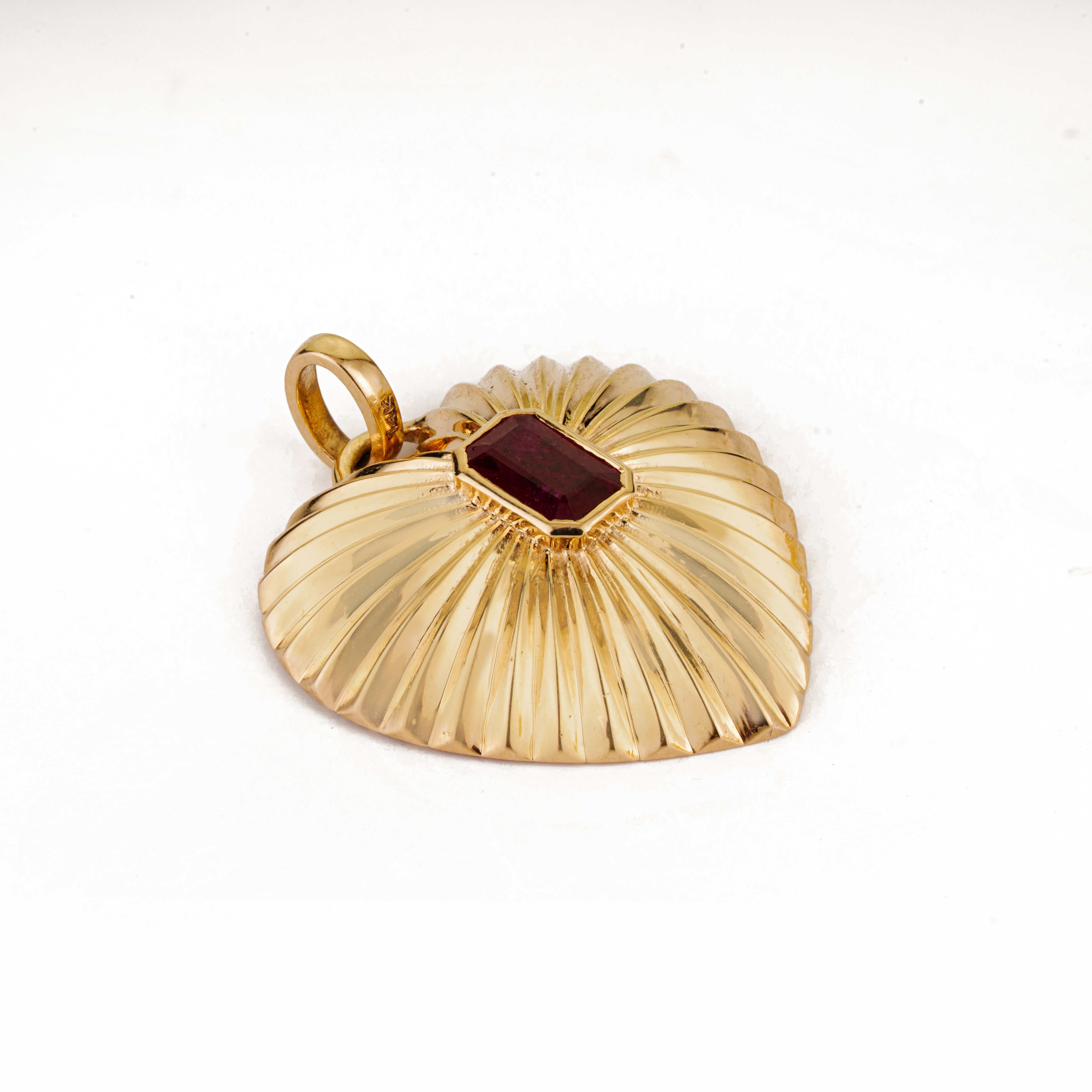 Emerald Cut Ruby Necklace Charm