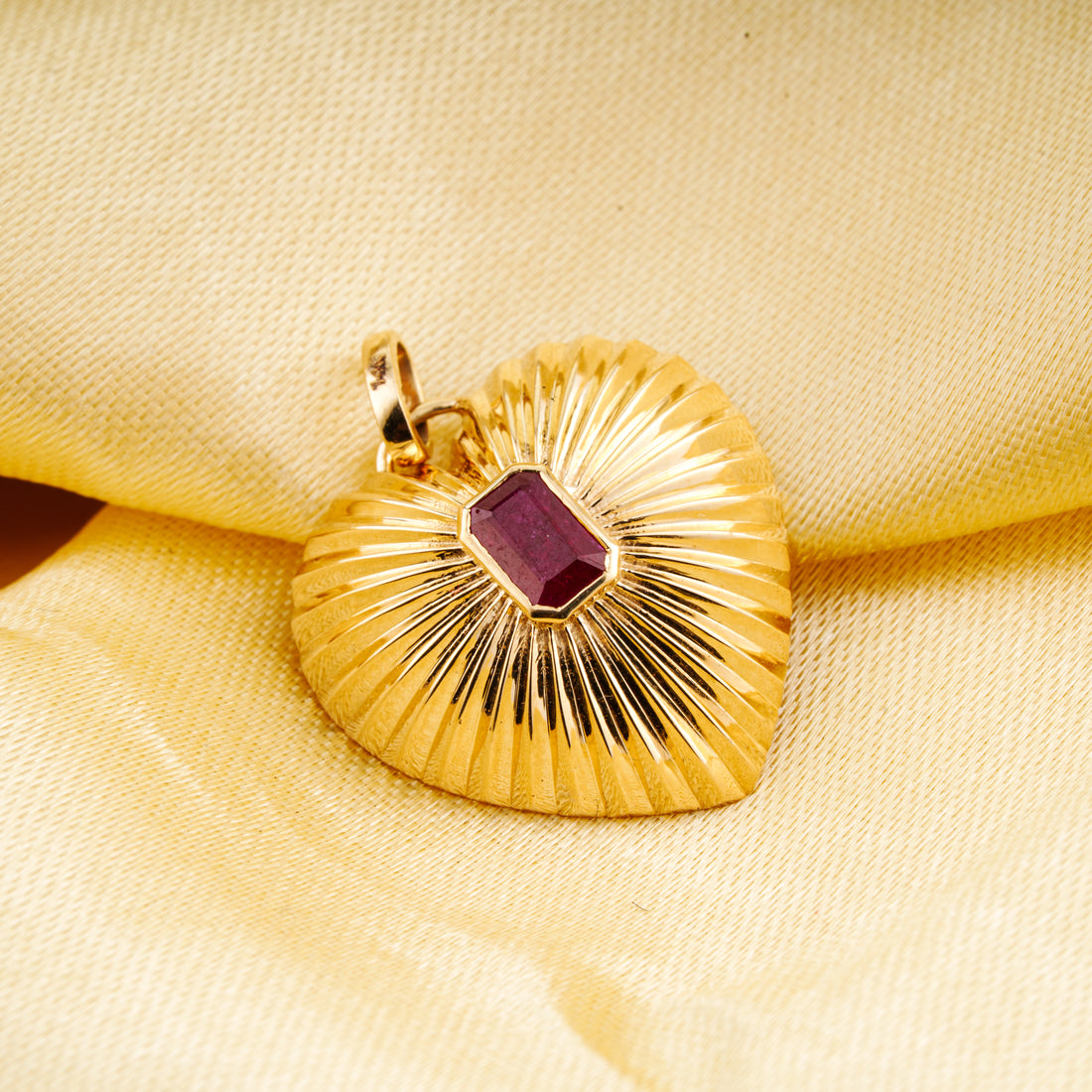 Emerald Cut Ruby Necklace Charm