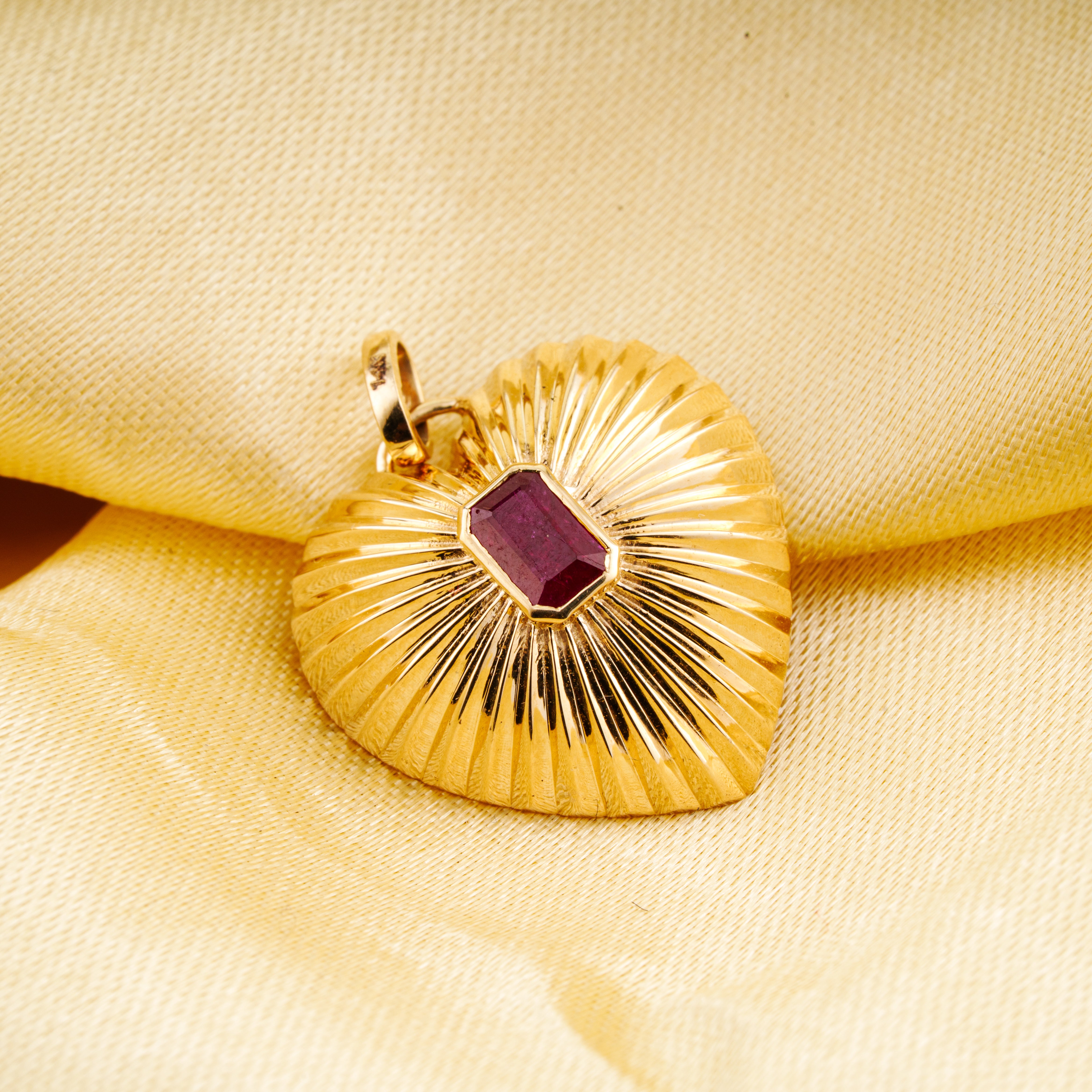 Emerald Cut Ruby Necklace Charm