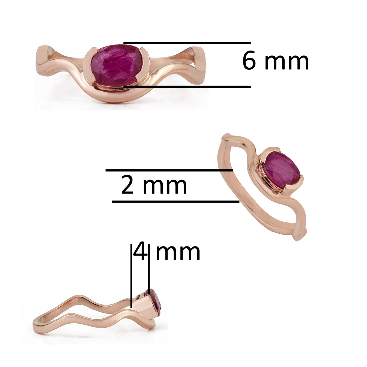 Ruby Gold Wave Ring