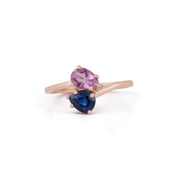 Pink & Blue Sapphire Toi et Moi Ring
