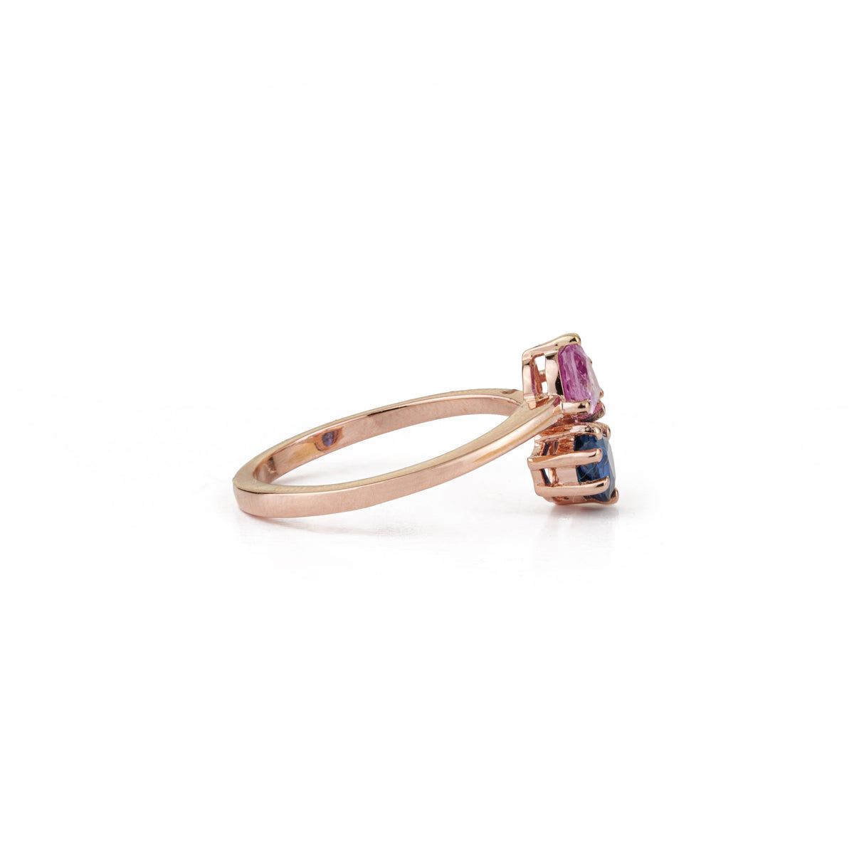 Pink & Blue Sapphire Toi et Moi Ring