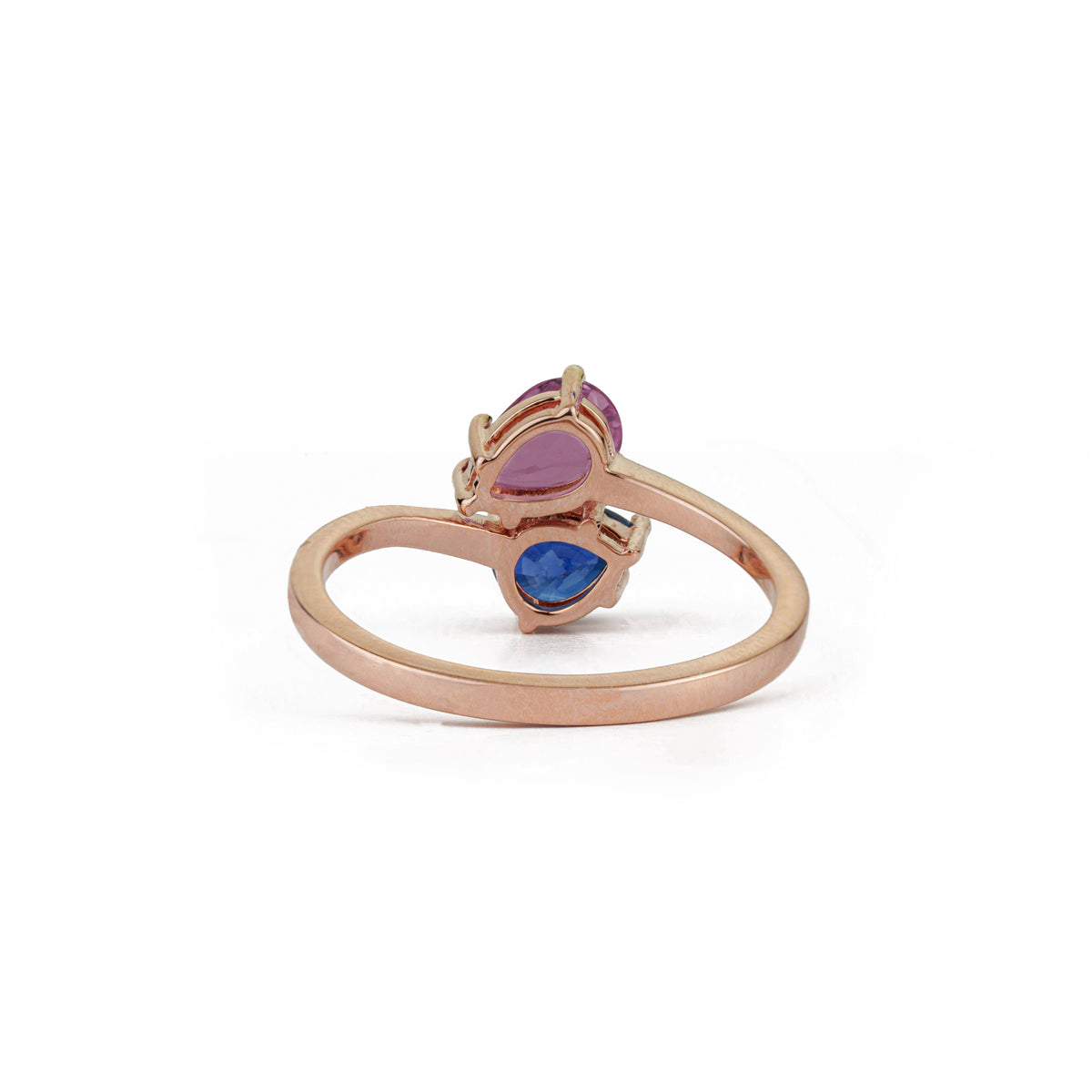 Pink & Blue Sapphire Toi et Moi Ring