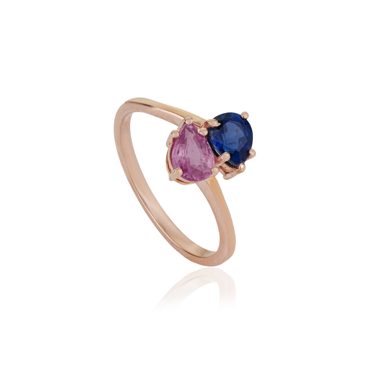Pink & Blue Sapphire Toi et Moi Ring