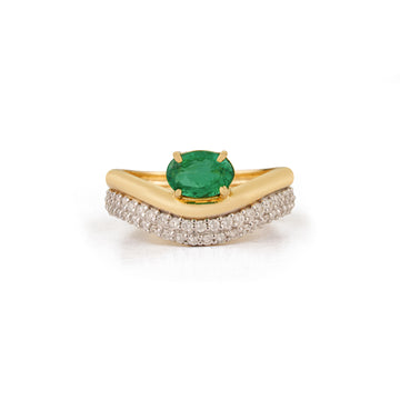 Emerald Diamond Chevron Ring for Women