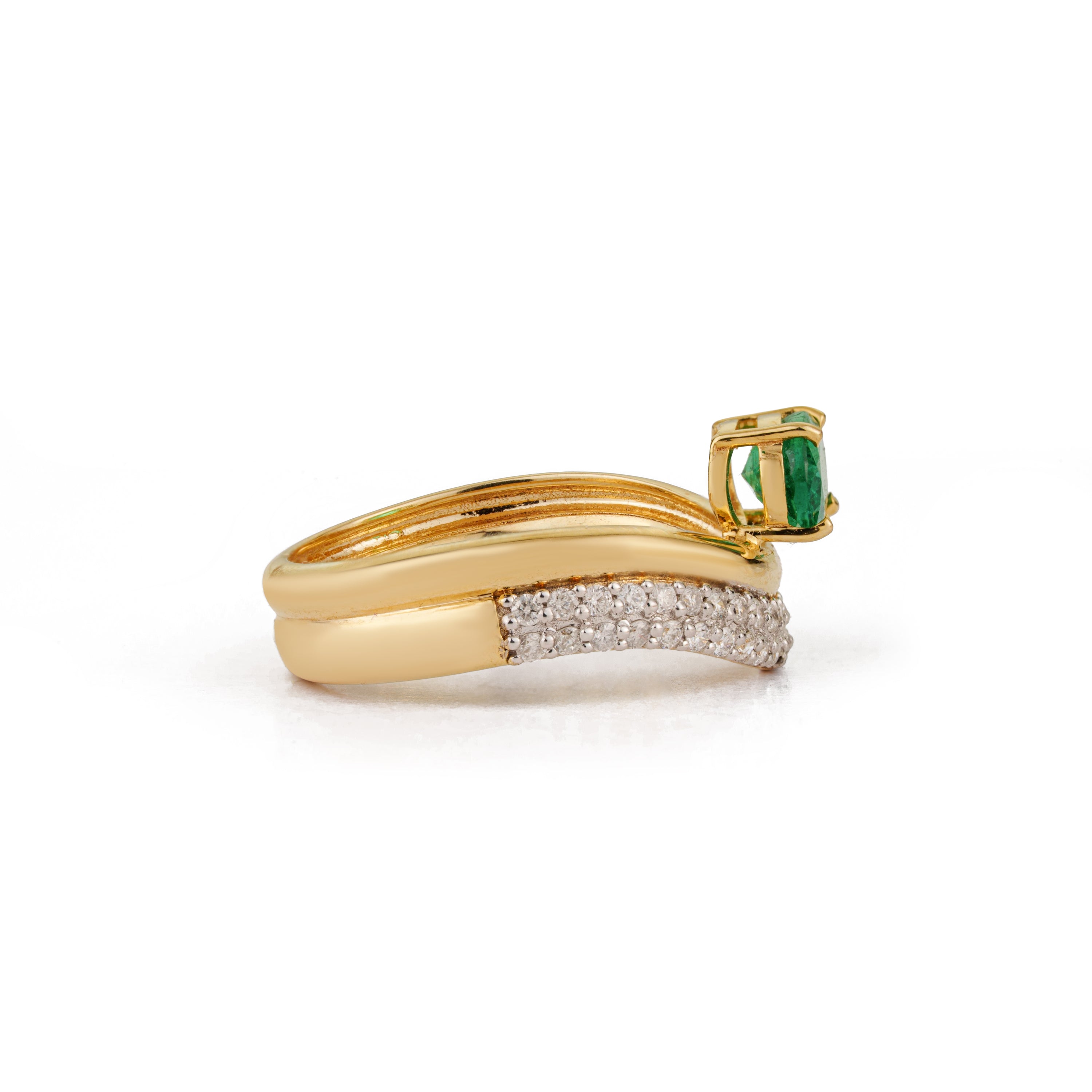 Emerald Diamond Chevron Ring for Women