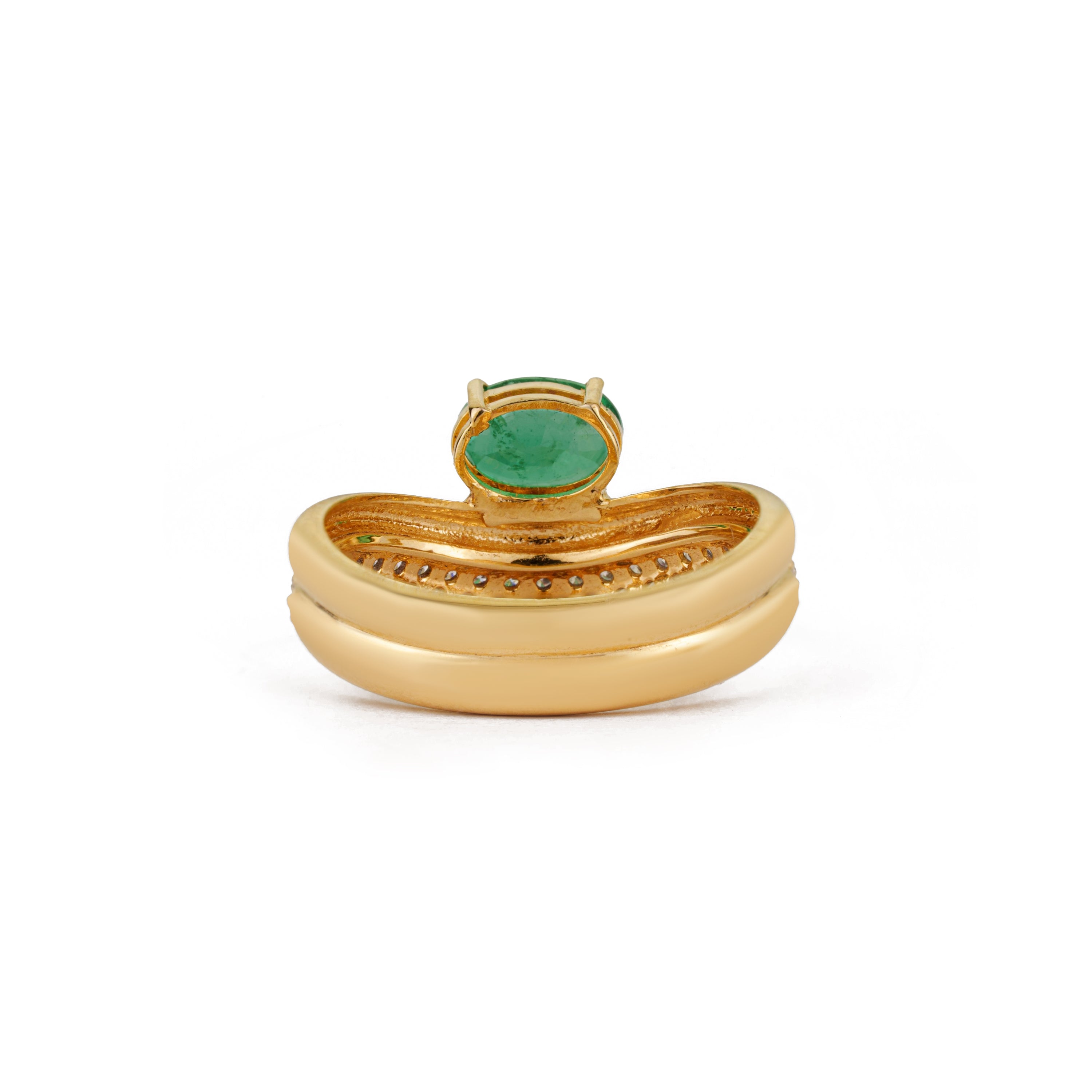 Emerald Diamond Chevron Ring for Women
