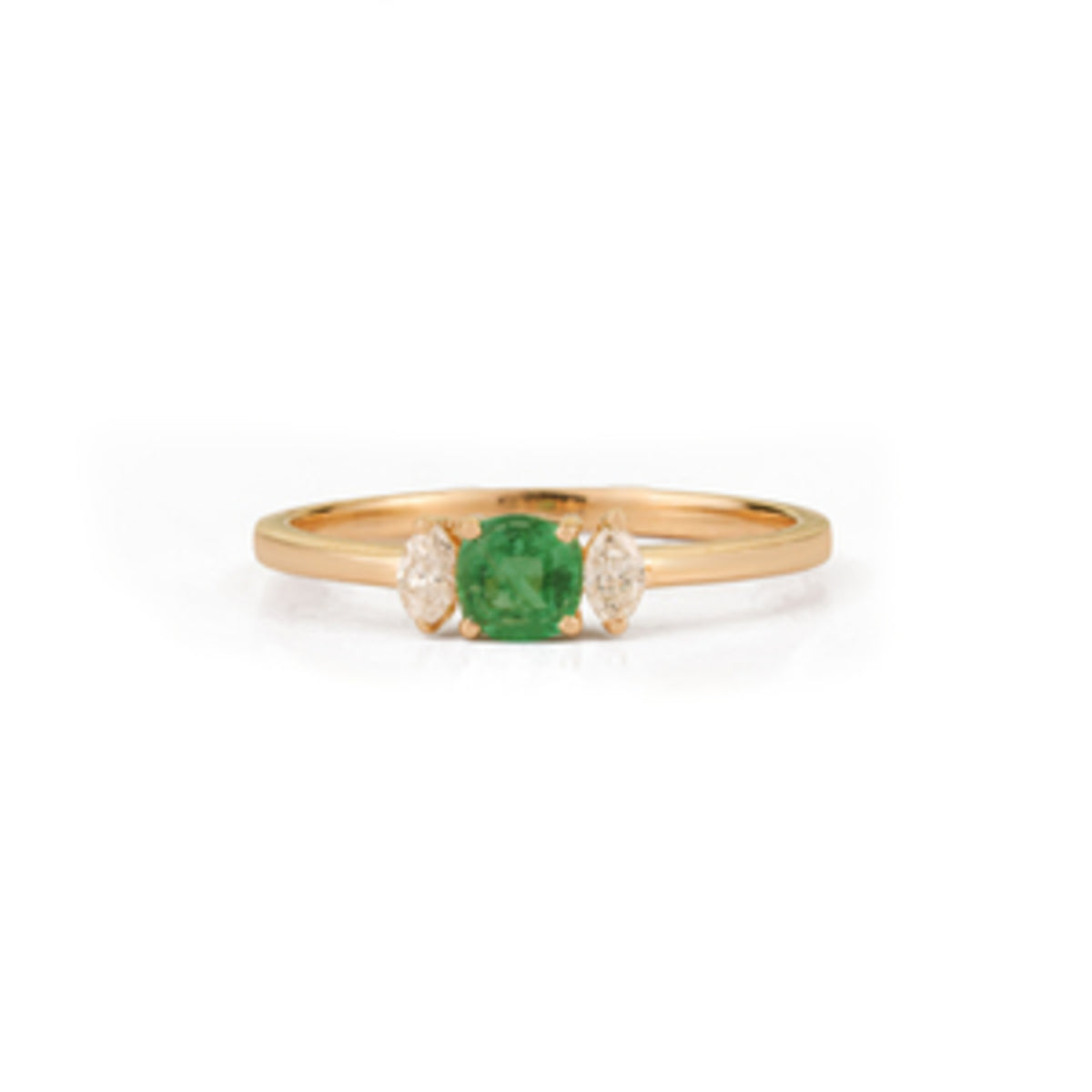 Emerald & Diamond Three Stone Ring
