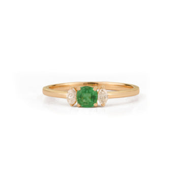 Emerald & Diamond Three Stone Ring