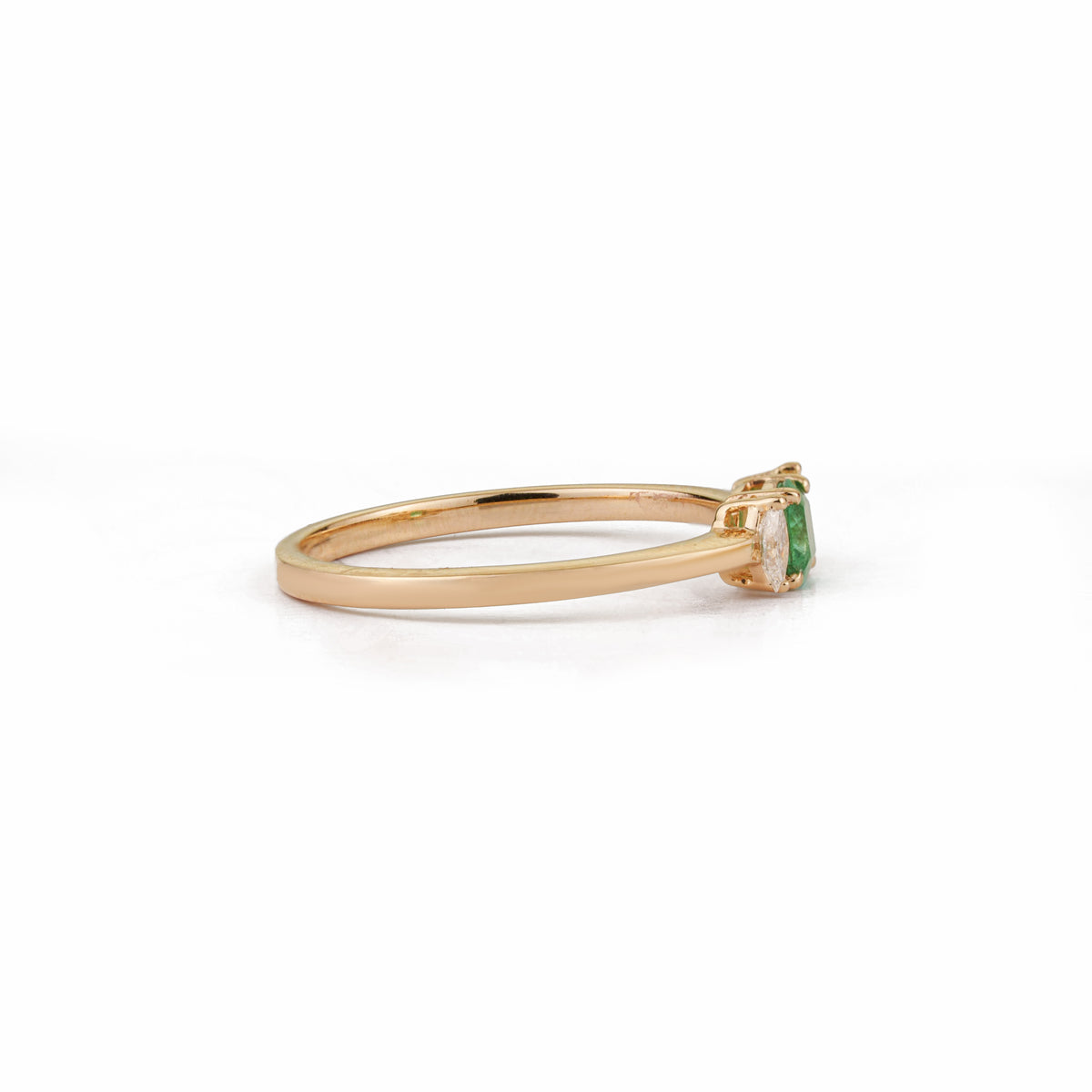 Emerald & Diamond Three Stone Ring