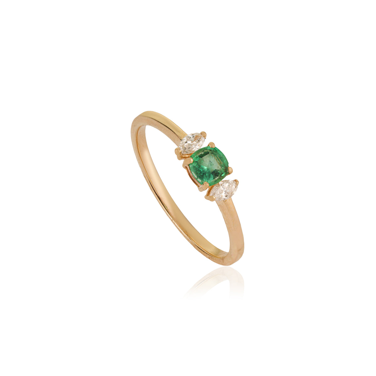 Emerald & Diamond Three Stone Ring