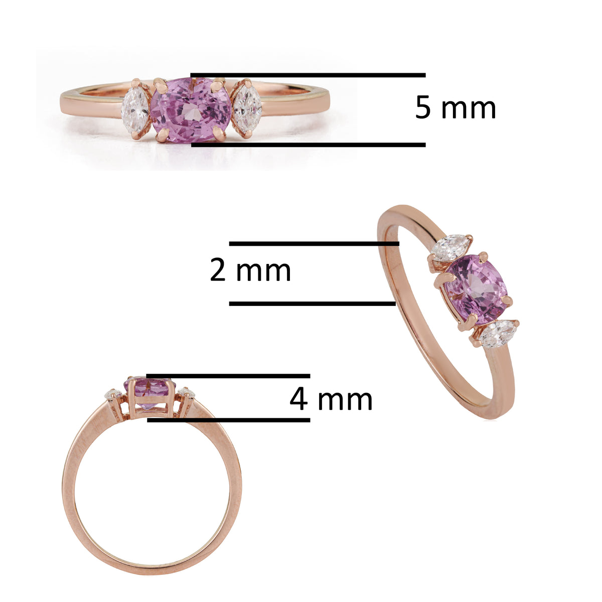 Pink Sapphire & Diamond Ring