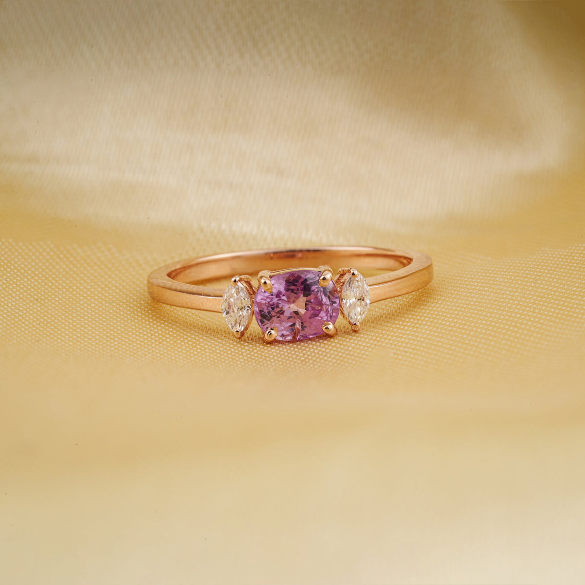 Pink Sapphire & Diamond Ring