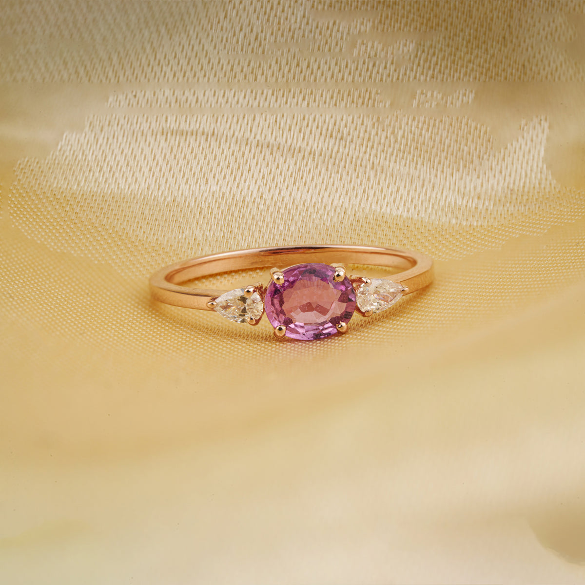 Pink Sapphire & Diamond Ring