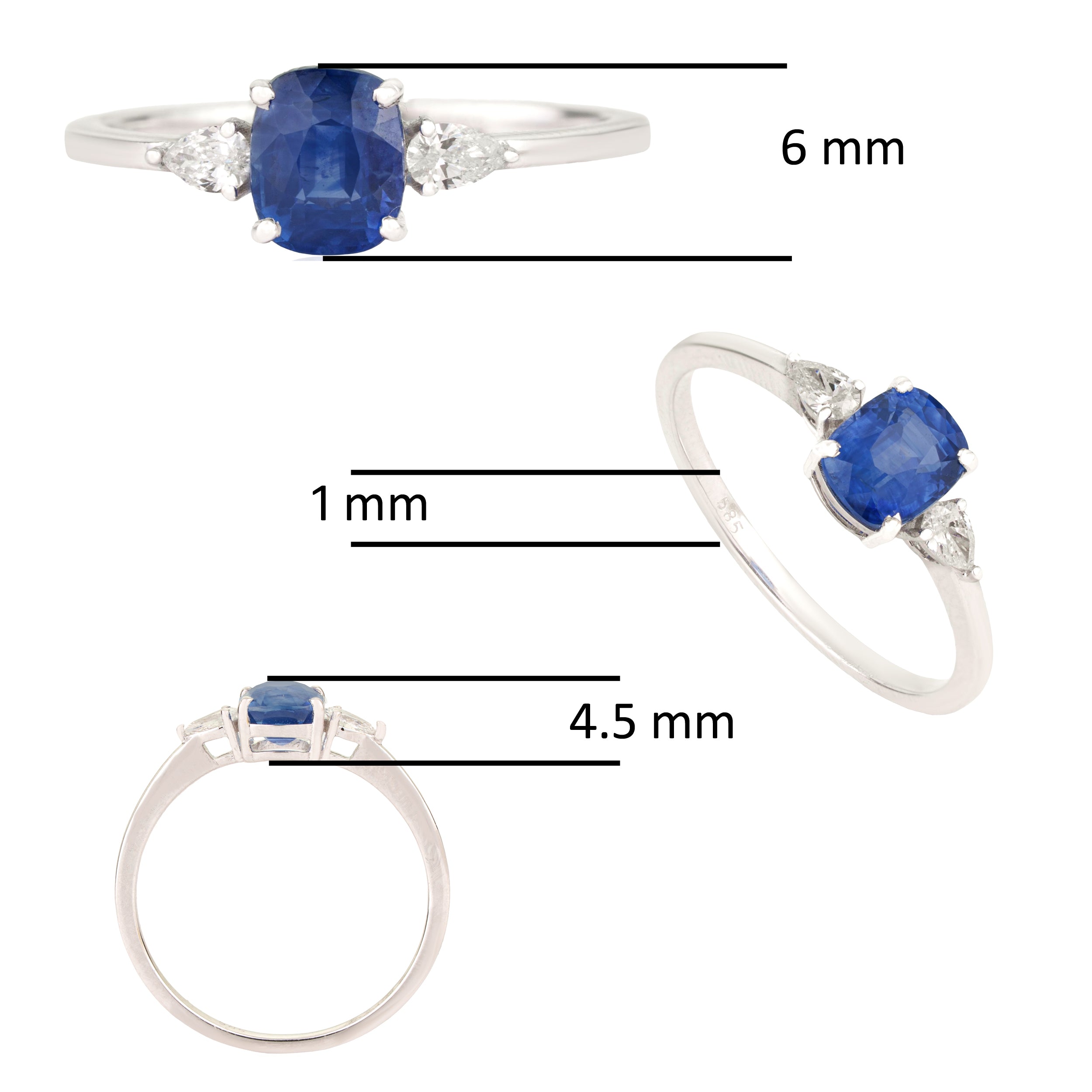 Natural Blue Sapphire Diamond Ring