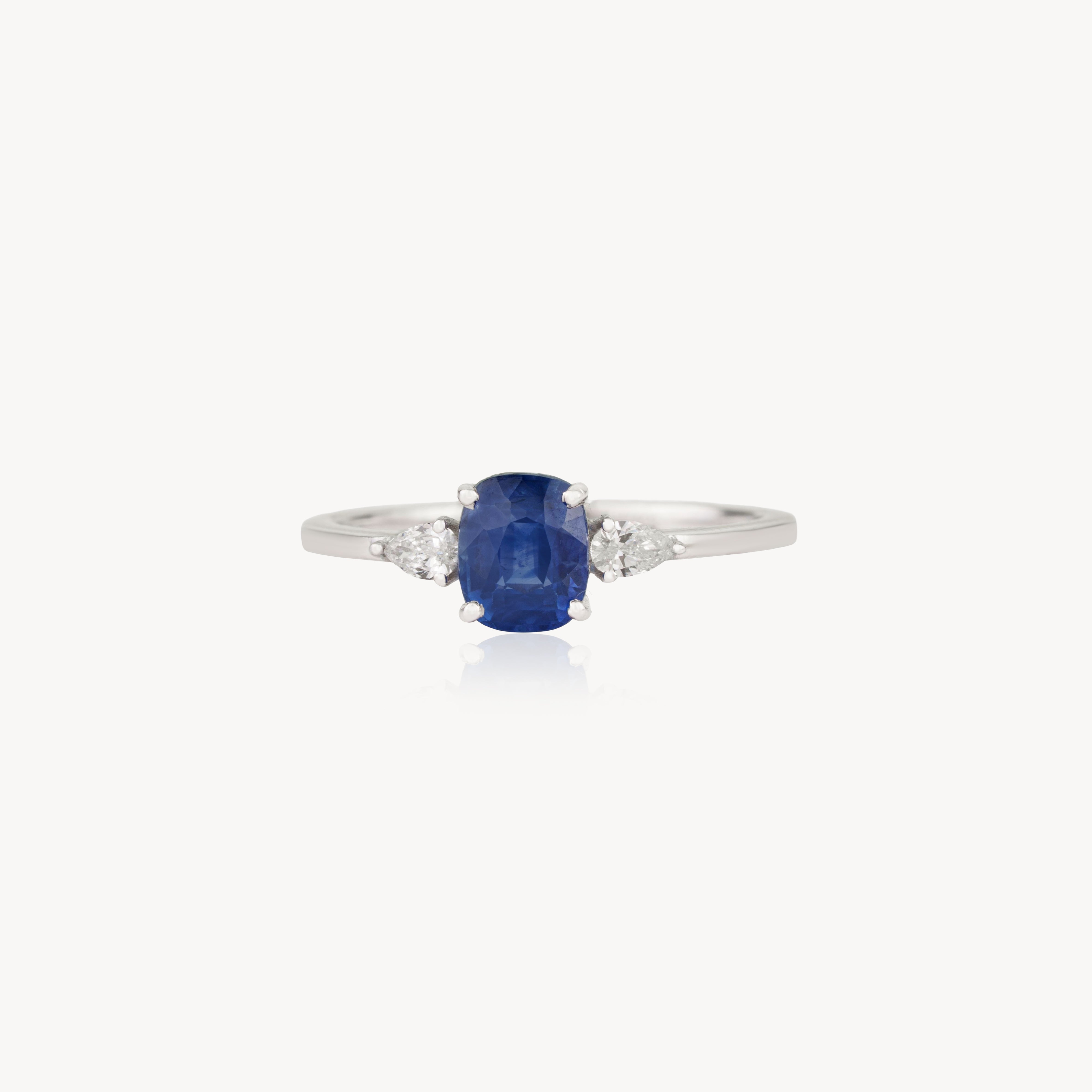 Natural Blue Sapphire Diamond Ring