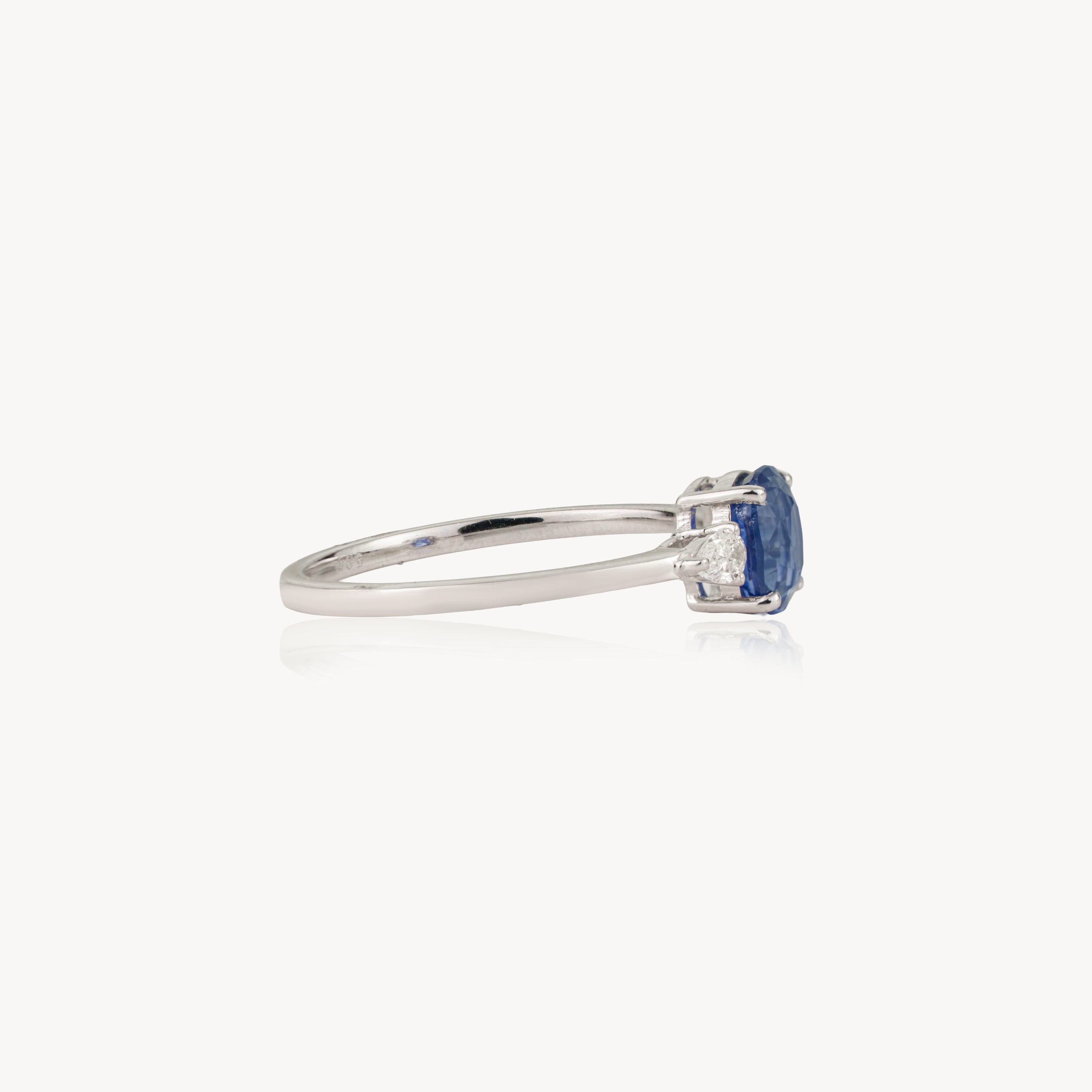 Natural Blue Sapphire Diamond Ring