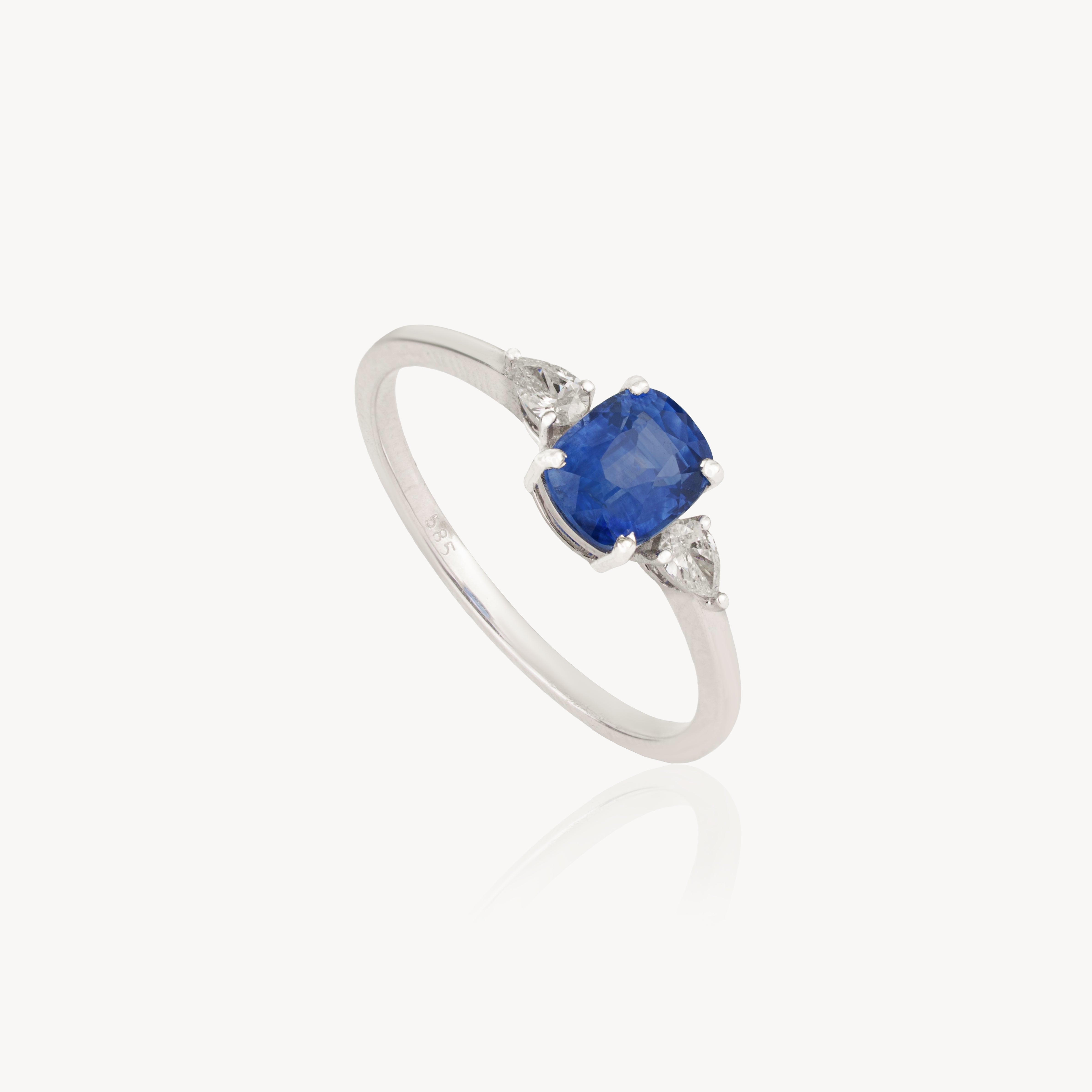 Natural Blue Sapphire Diamond Ring