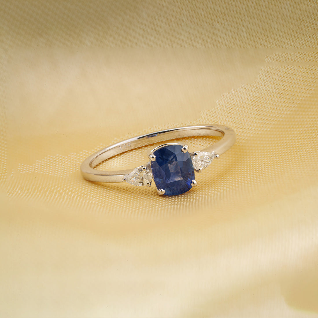 Natural Blue Sapphire Diamond Ring