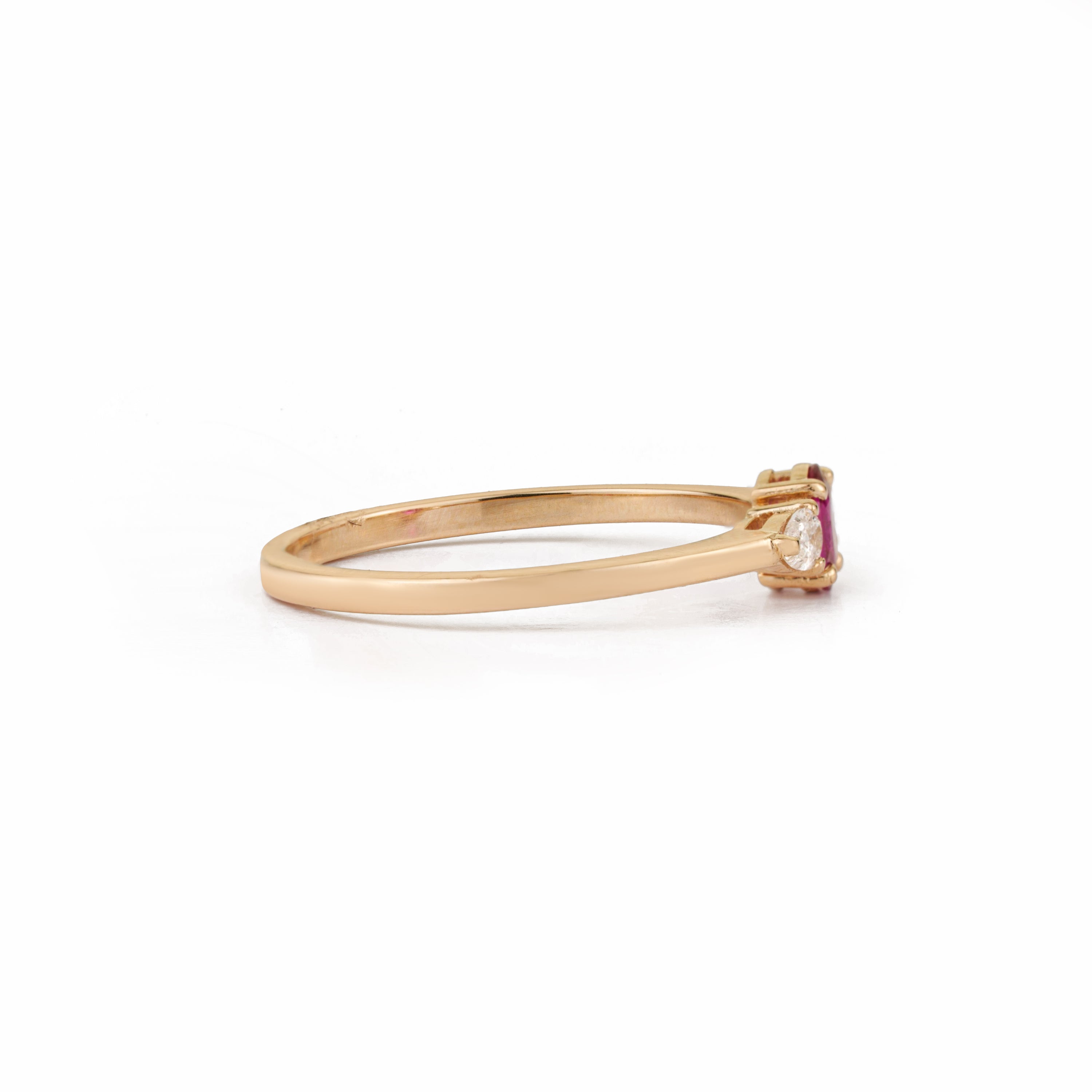 Ruby & Pear Diamond Three Stone Ring