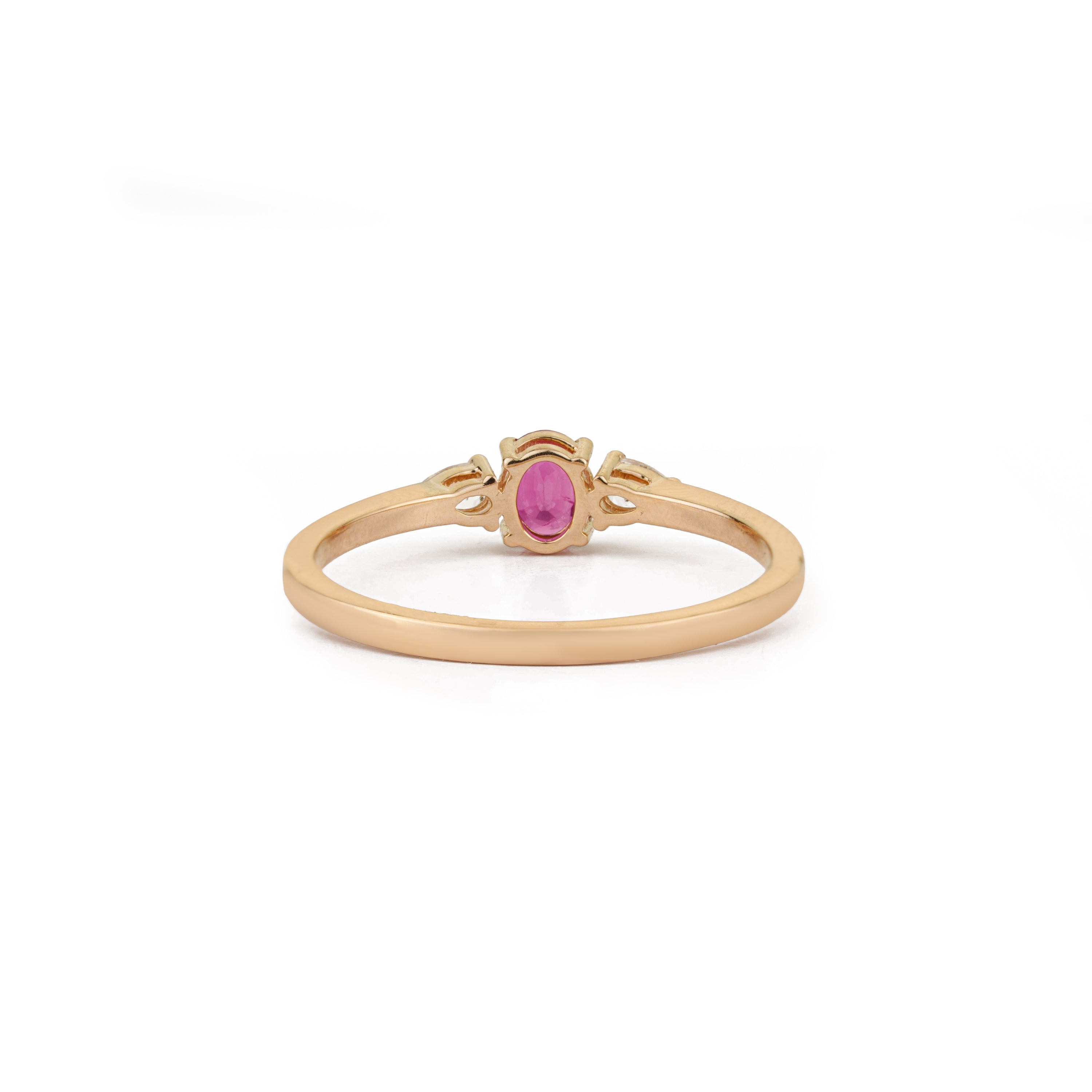 Ruby & Pear Diamond Three Stone Ring