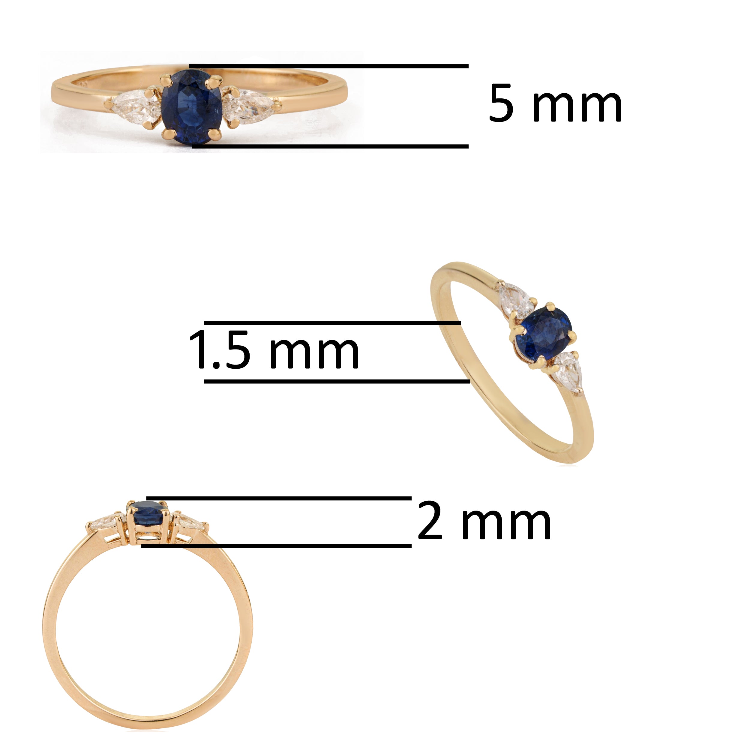 Natural Blue Sapphire Diamond Ring