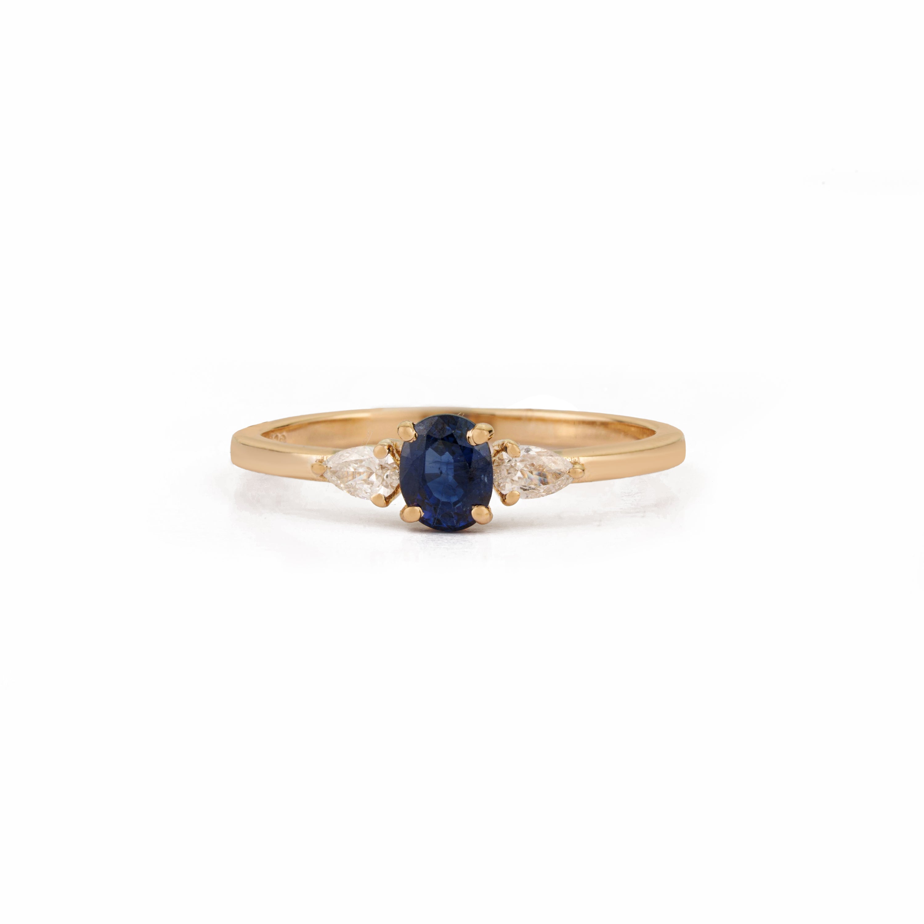 Natural Blue Sapphire Diamond Ring