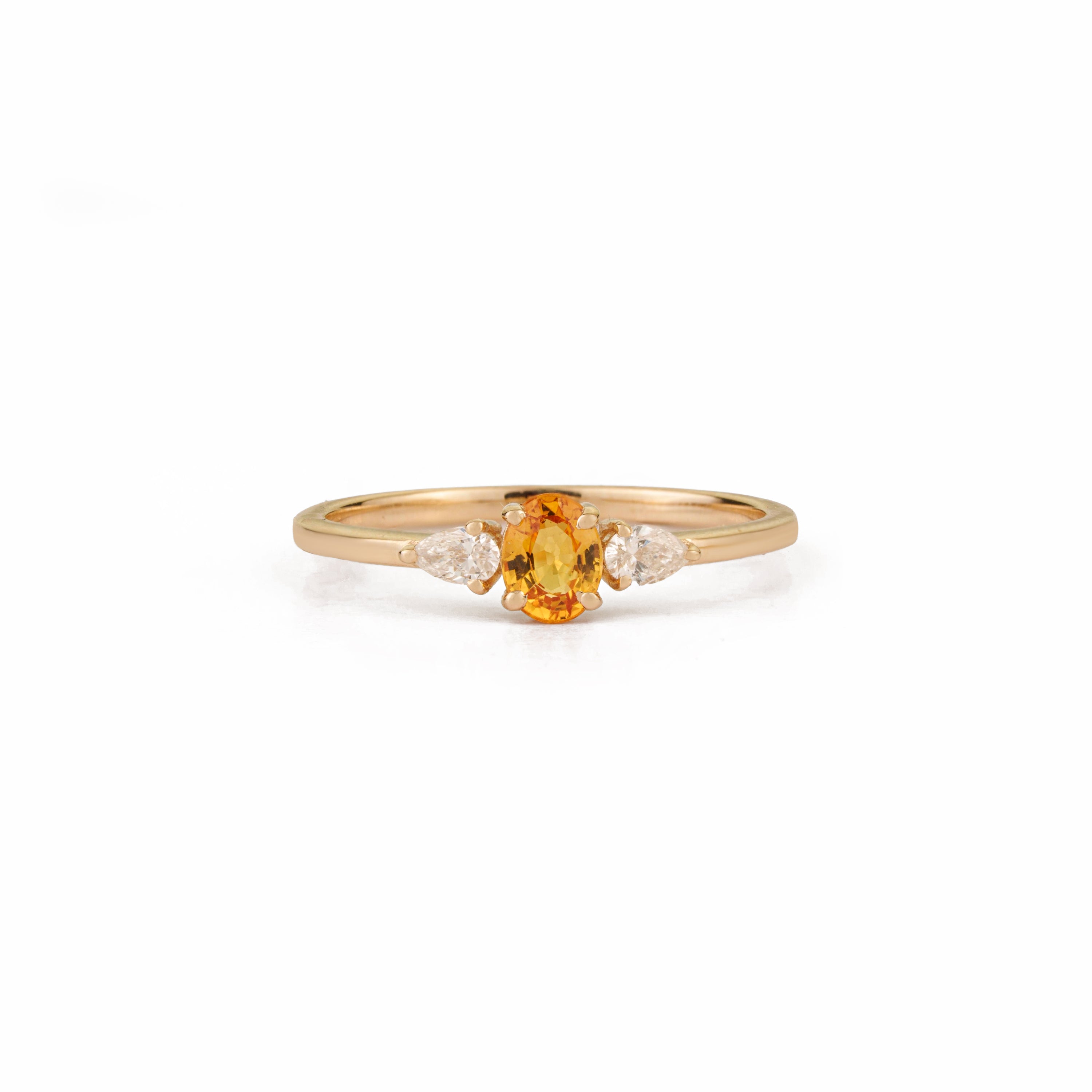 Yellow Sapphire & Pear Diamond Three Stone Ring