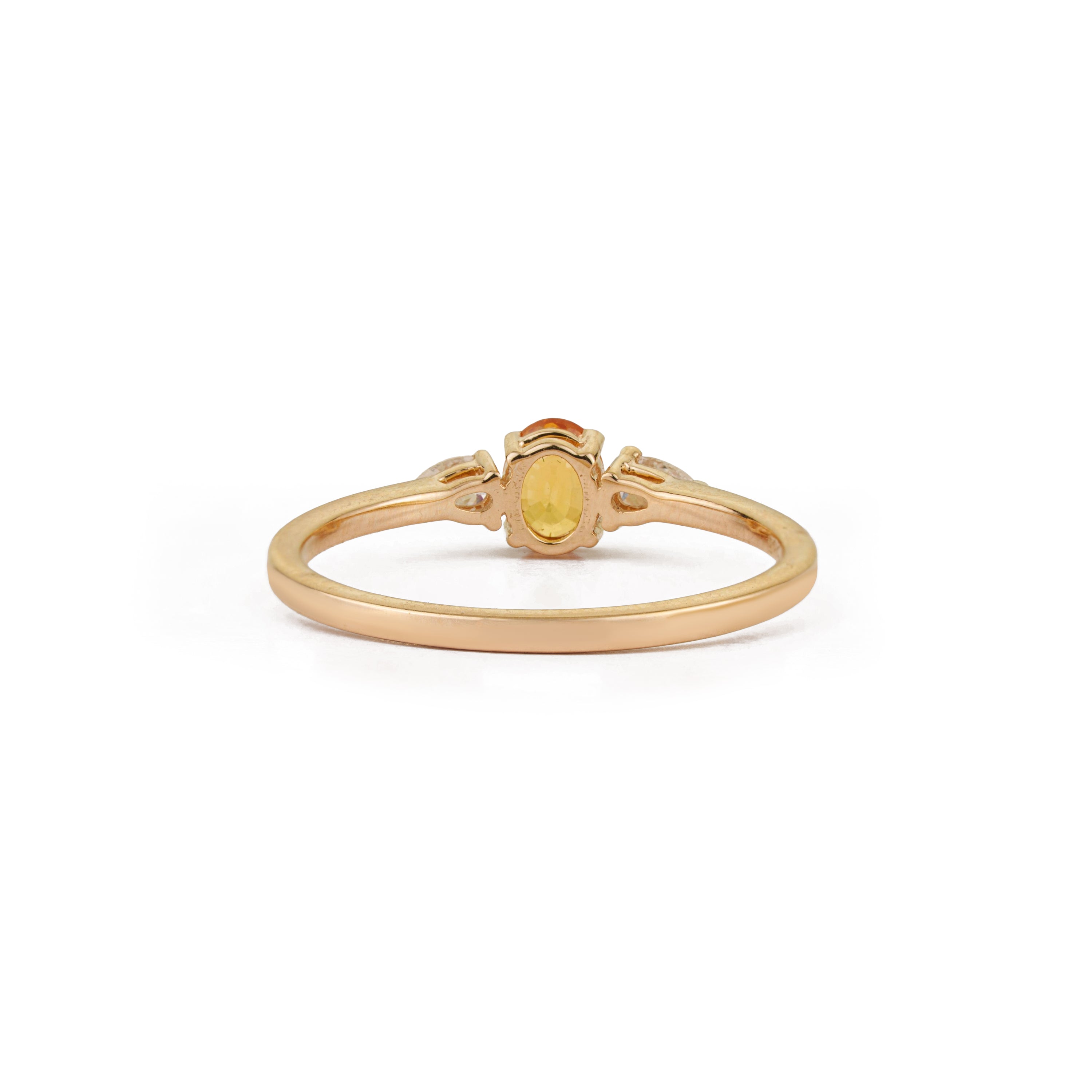 Yellow Sapphire & Pear Diamond Three Stone Ring