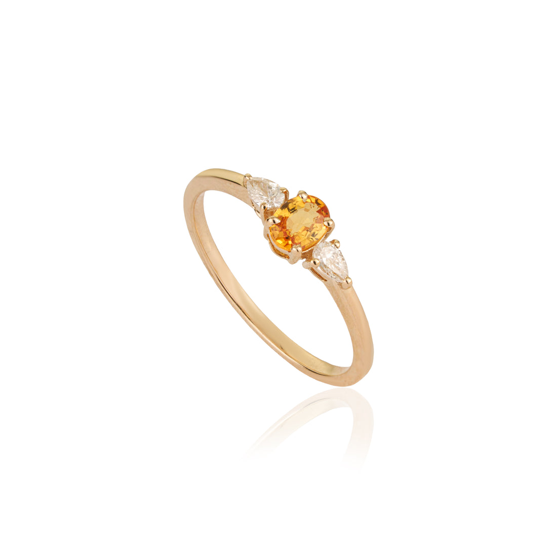 Yellow Sapphire & Pear Diamond Three Stone Ring
