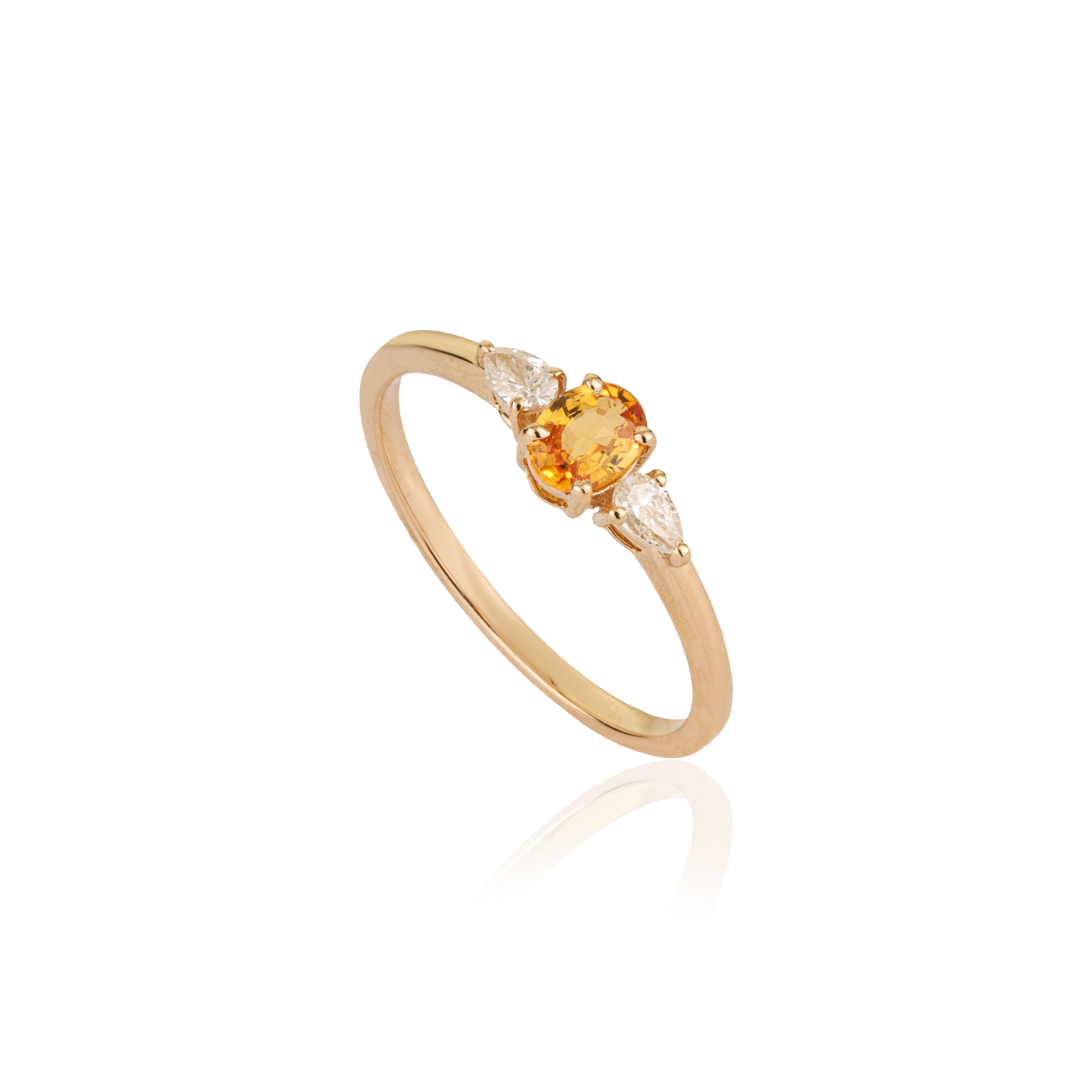 Yellow Sapphire & Pear Diamond Three Stone Ring
