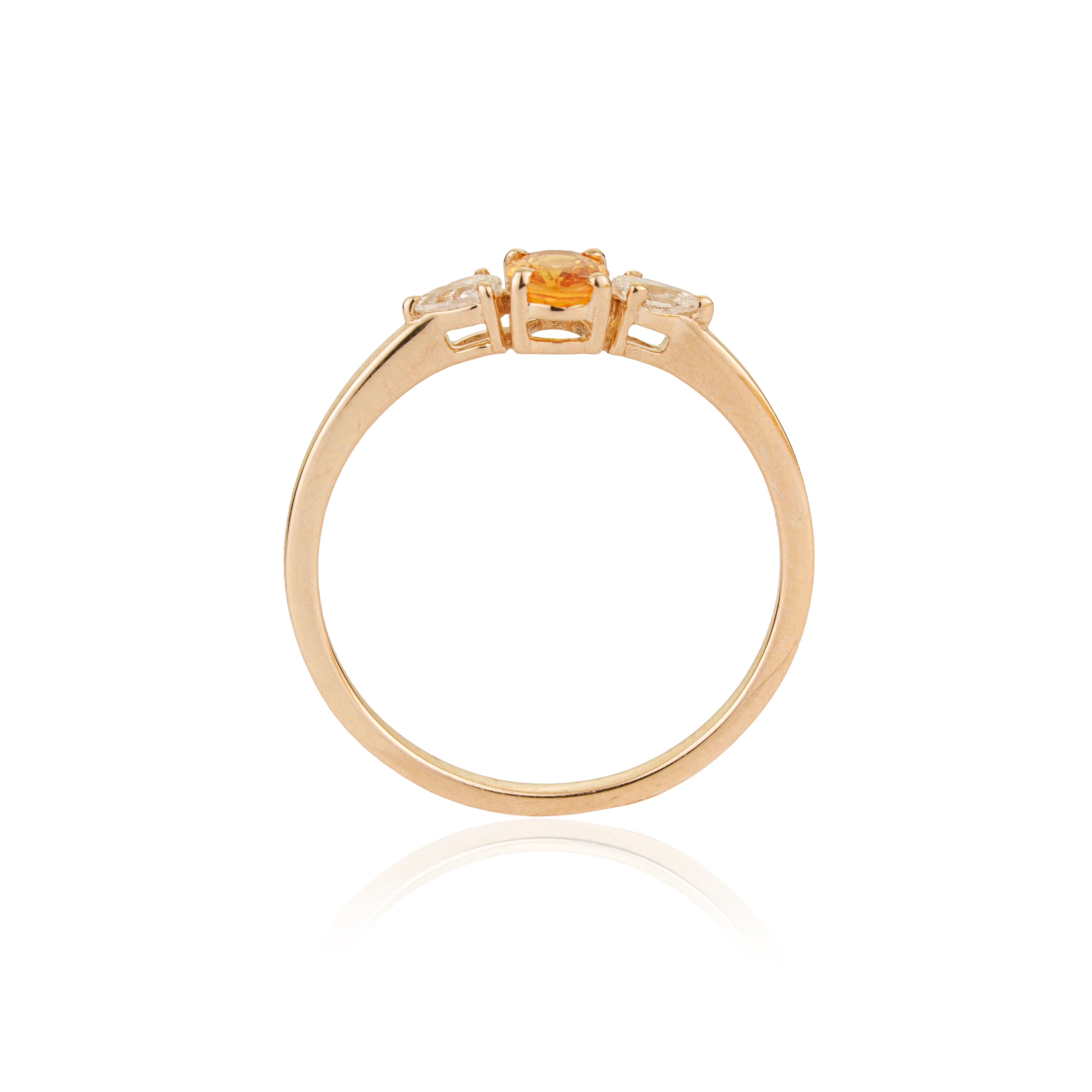 Yellow Sapphire & Pear Diamond Three Stone Ring