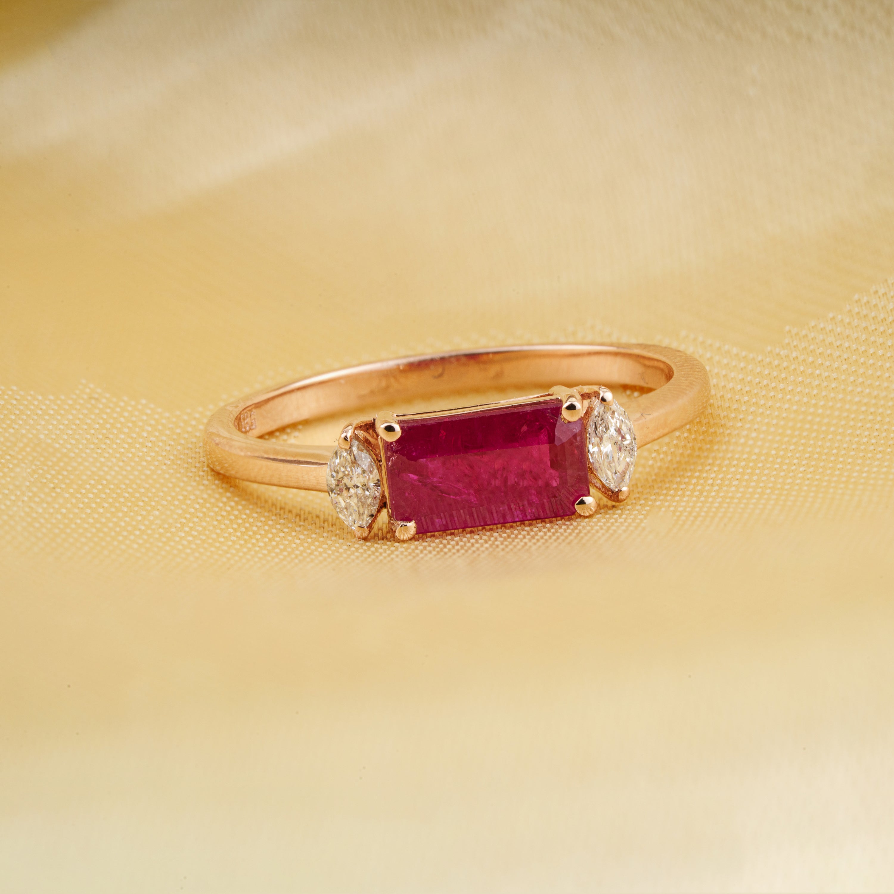 Emerald Cut Ruby Diamond Ring